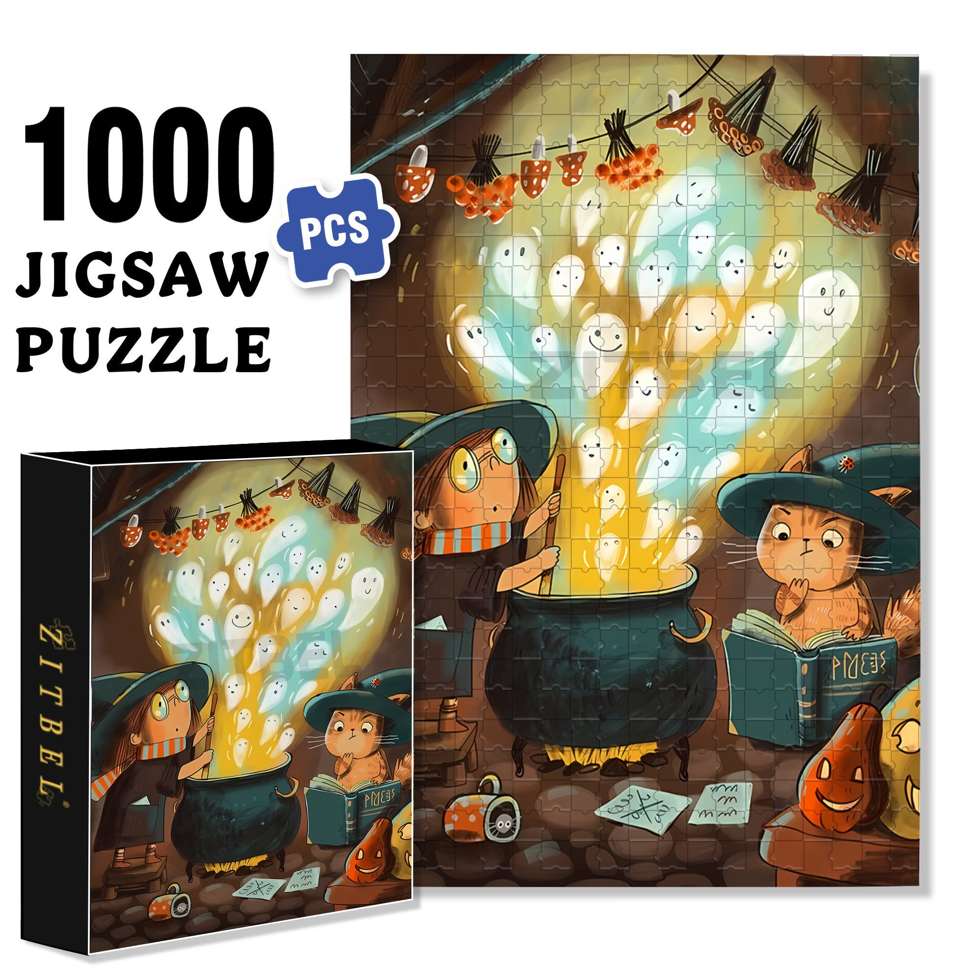 Boom 500pcs/1000pcs Jigsaw Puzzle, Scratch-Resistant, Interactive Family Game & Brain-Boosting DIY Decor, Perfect for Halloween, Christmas & New Year Gifts, Family Puzzle Game