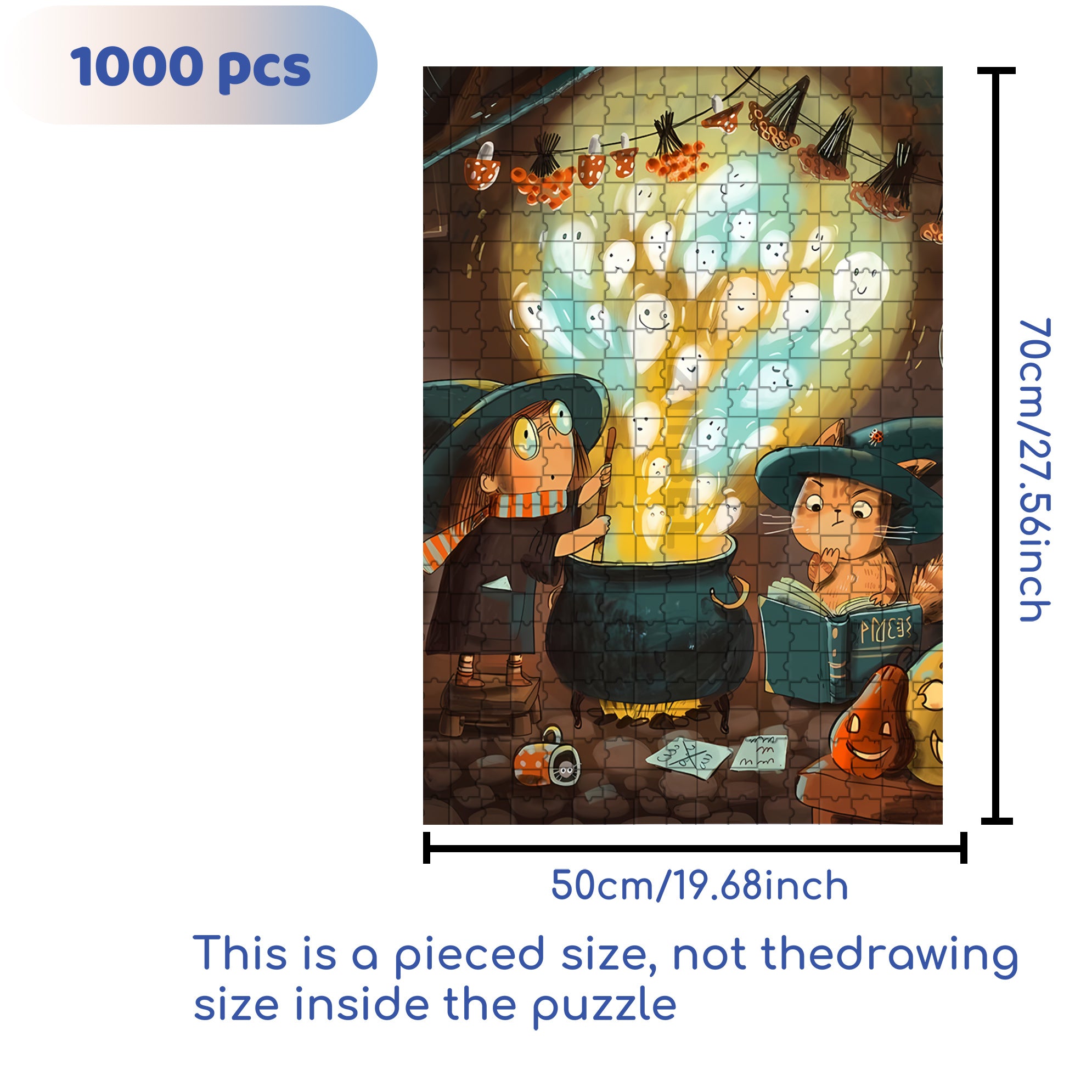 Boom 500pcs/1000pcs Jigsaw Puzzle, Scratch-Resistant, Interactive Family Game & Brain-Boosting DIY Decor, Perfect for Halloween, Christmas & New Year Gifts, Family Puzzle Game