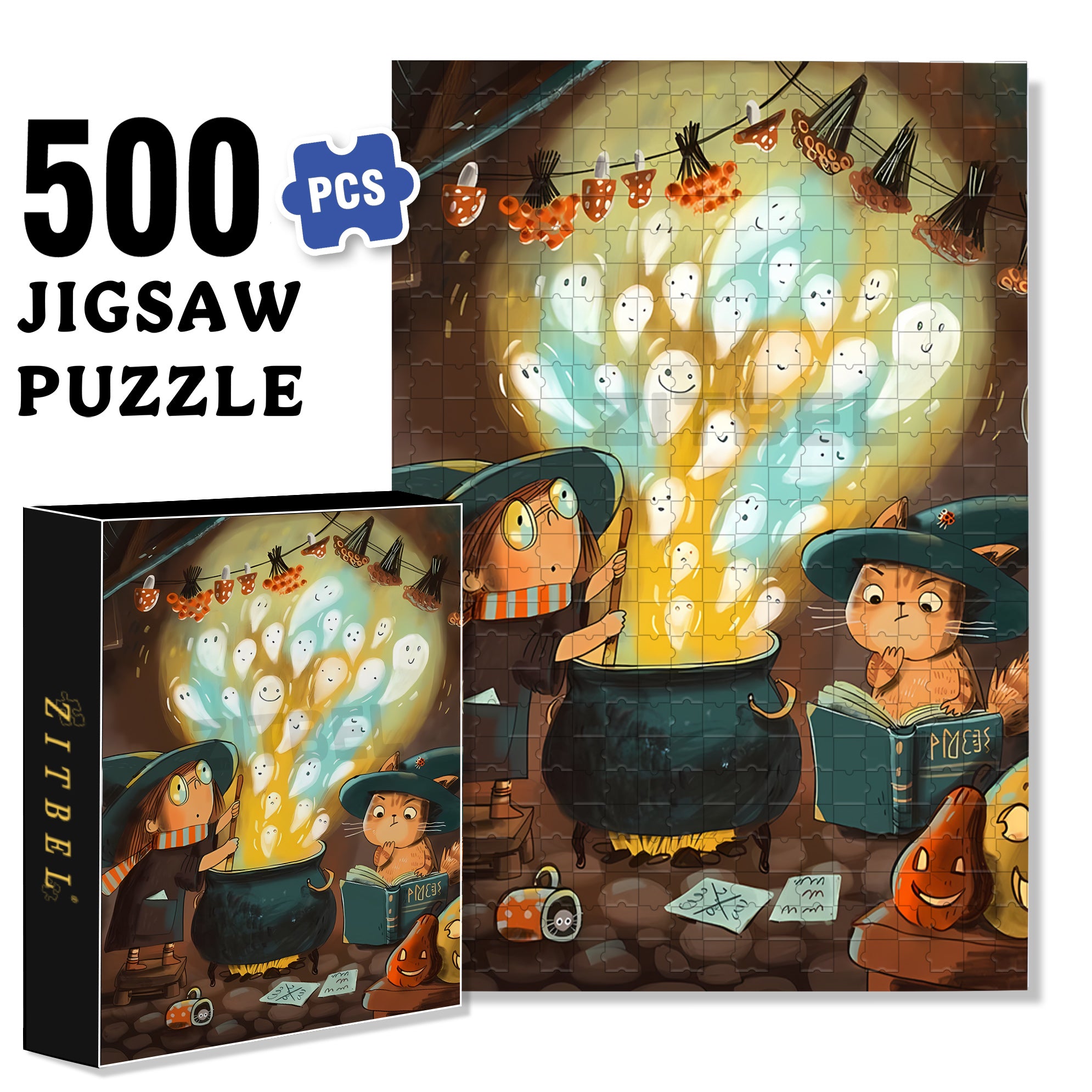Boom 500pcs/1000pcs Jigsaw Puzzle, Scratch-Resistant, Interactive Family Game & Brain-Boosting DIY Decor, Perfect for Halloween, Christmas & New Year Gifts, Family Puzzle Game
