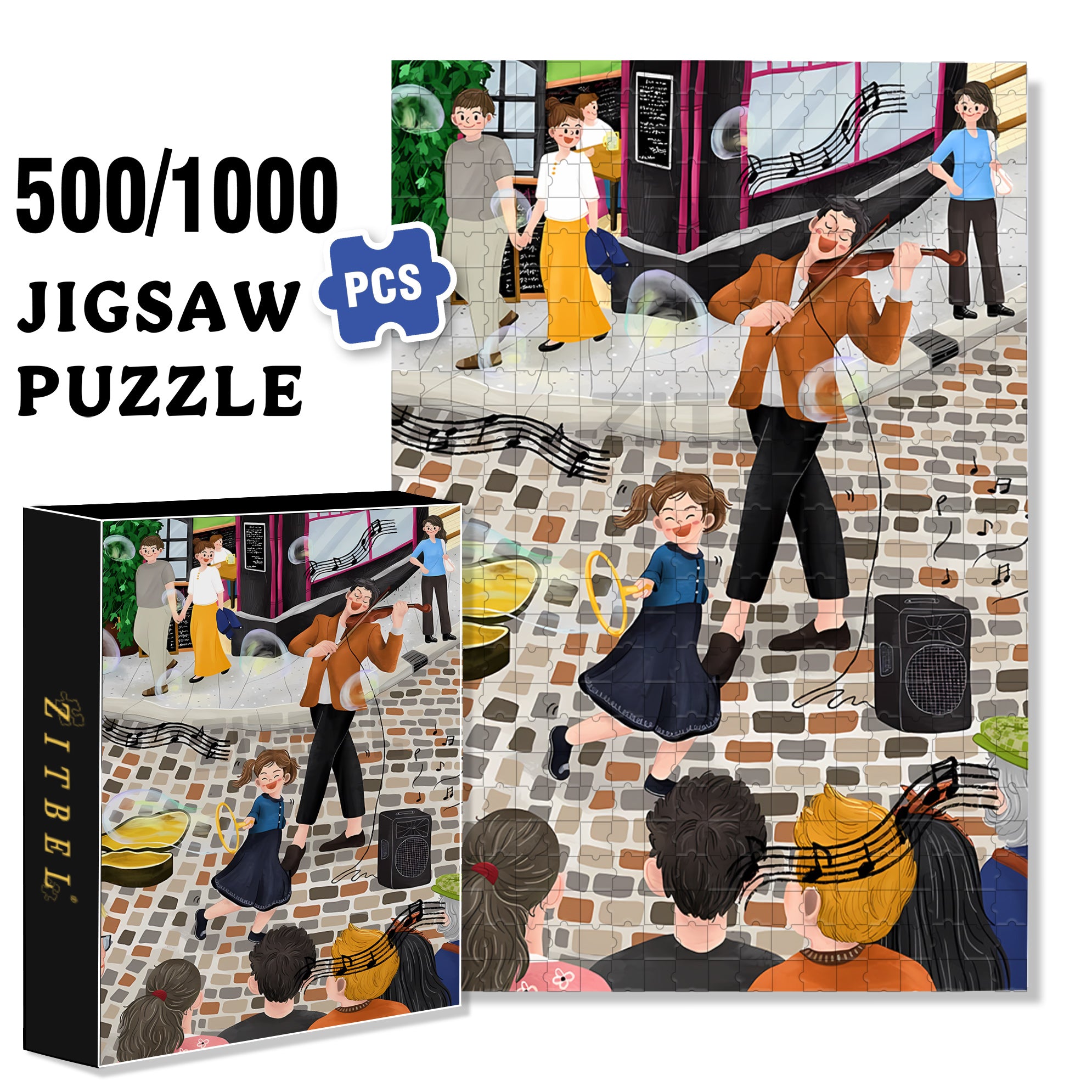 Busker 500pcs/1000pcs Jigsaw Puzzle, Scratch-Resistant, Interactive Family Game & Brain-Boosting DIY Decor, Perfect for Halloween, Christmas & New Year Gifts, Family Puzzle Game