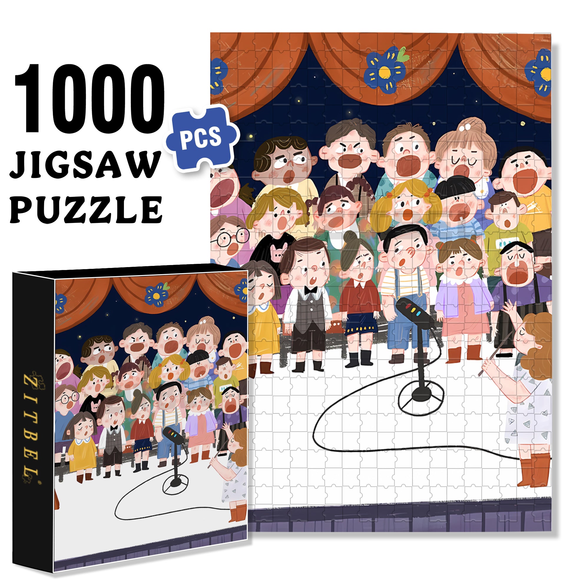 Chorus 500pcs/1000pcs Jigsaw Puzzle, Scratch-Resistant, Interactive Family Game & Brain-Boosting DIY Decor, Perfect for Halloween, Christmas & New Year Gifts, Family Puzzle Game