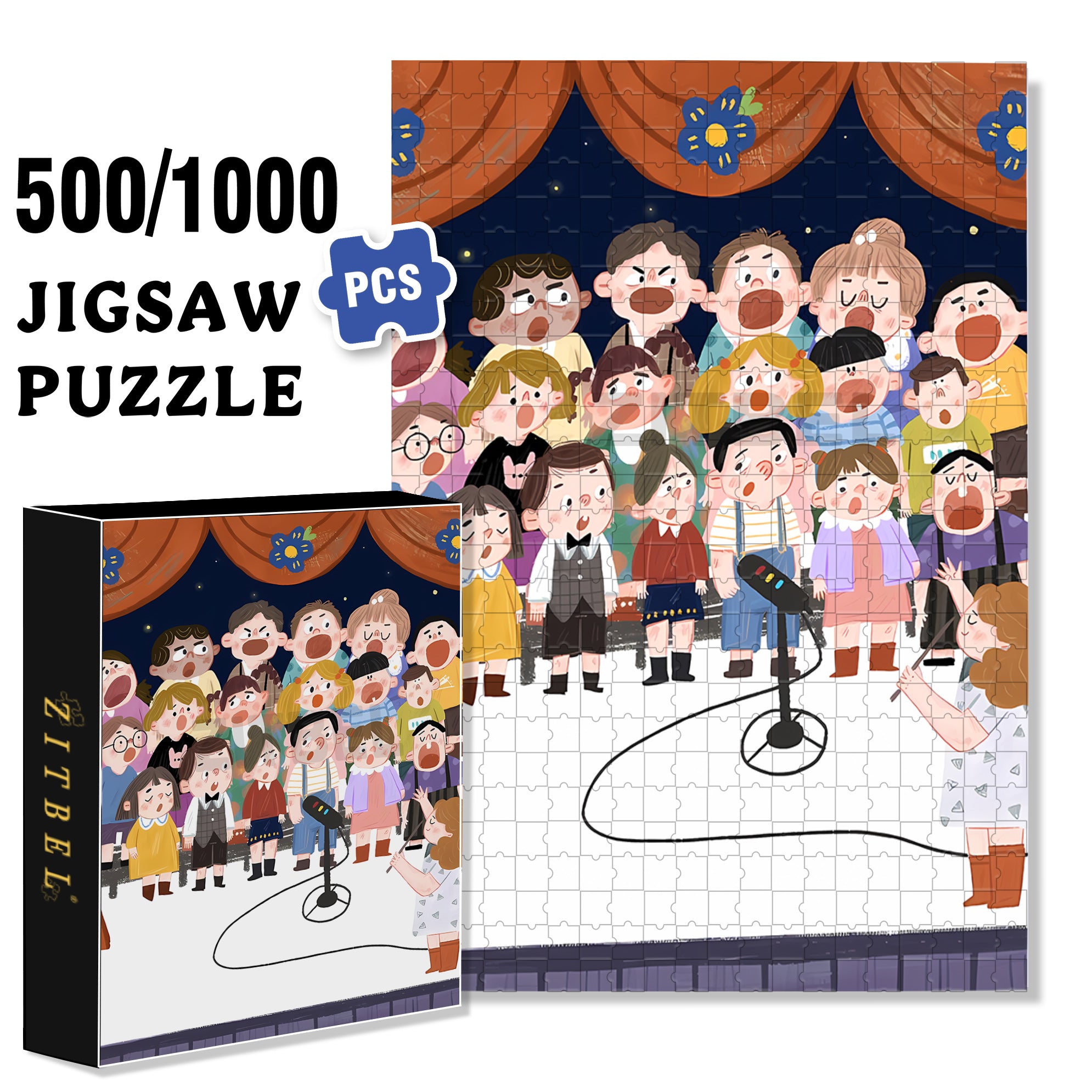 Chorus 500pcs/1000pcs Jigsaw Puzzle, Scratch-Resistant, Interactive Family Game & Brain-Boosting DIY Decor, Perfect for Halloween, Christmas & New Year Gifts, Family Puzzle Game