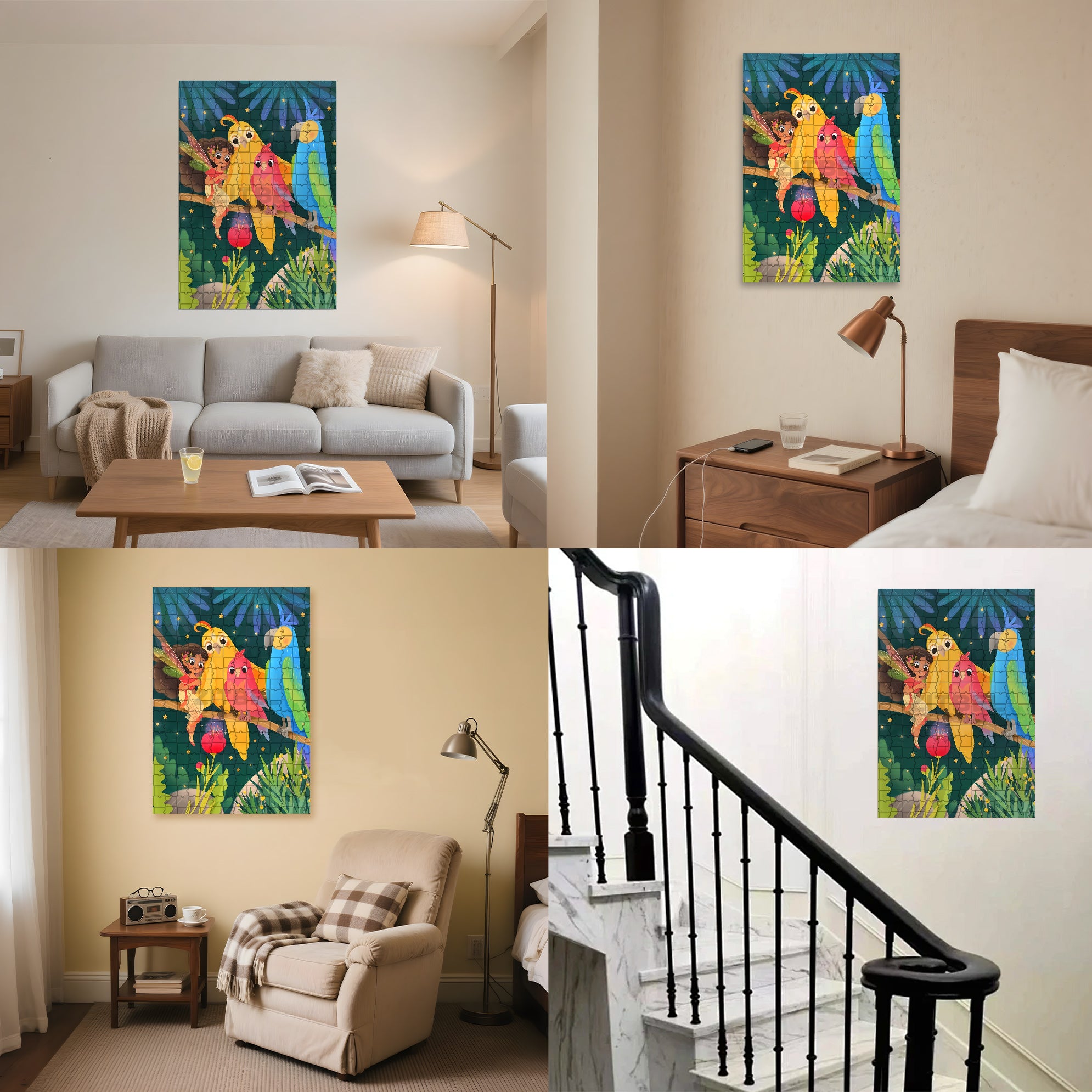 Colored Birds 500pcs/1000pcs Jigsaw Puzzle, Scratch-Resistant, Interactive Family Game & Brain-Boosting DIY Decor, Perfect for Halloween, Christmas & New Year Gifts, Family Puzzle Game