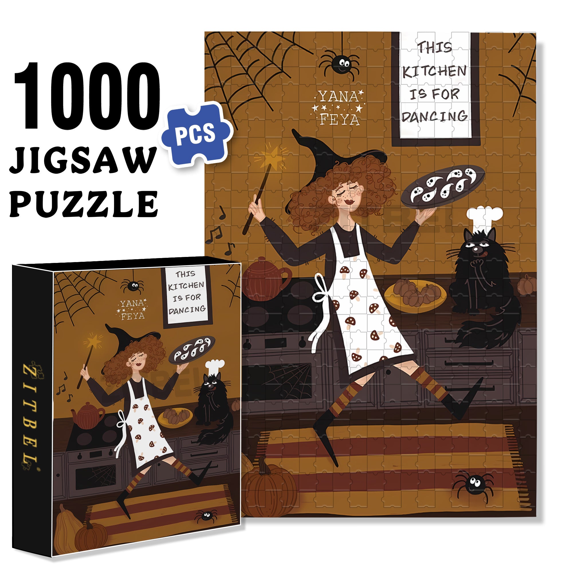 Curly-haired Witch 500pcs/1000pcs Jigsaw Puzzle, Scratch-Resistant, Interactive Family Game & Brain-Boosting DIY Decor, Perfect for Halloween, Christmas & New Year Gifts, Family Puzzle Game