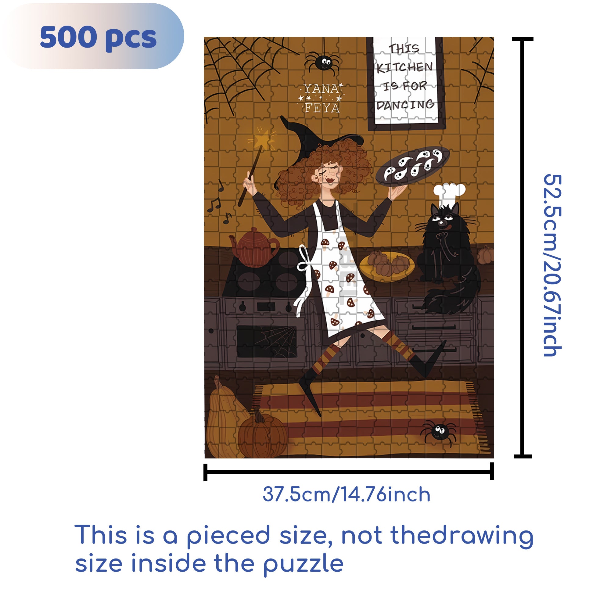 Curly-haired Witch 500pcs/1000pcs Jigsaw Puzzle, Scratch-Resistant, Interactive Family Game & Brain-Boosting DIY Decor, Perfect for Halloween, Christmas & New Year Gifts, Family Puzzle Game