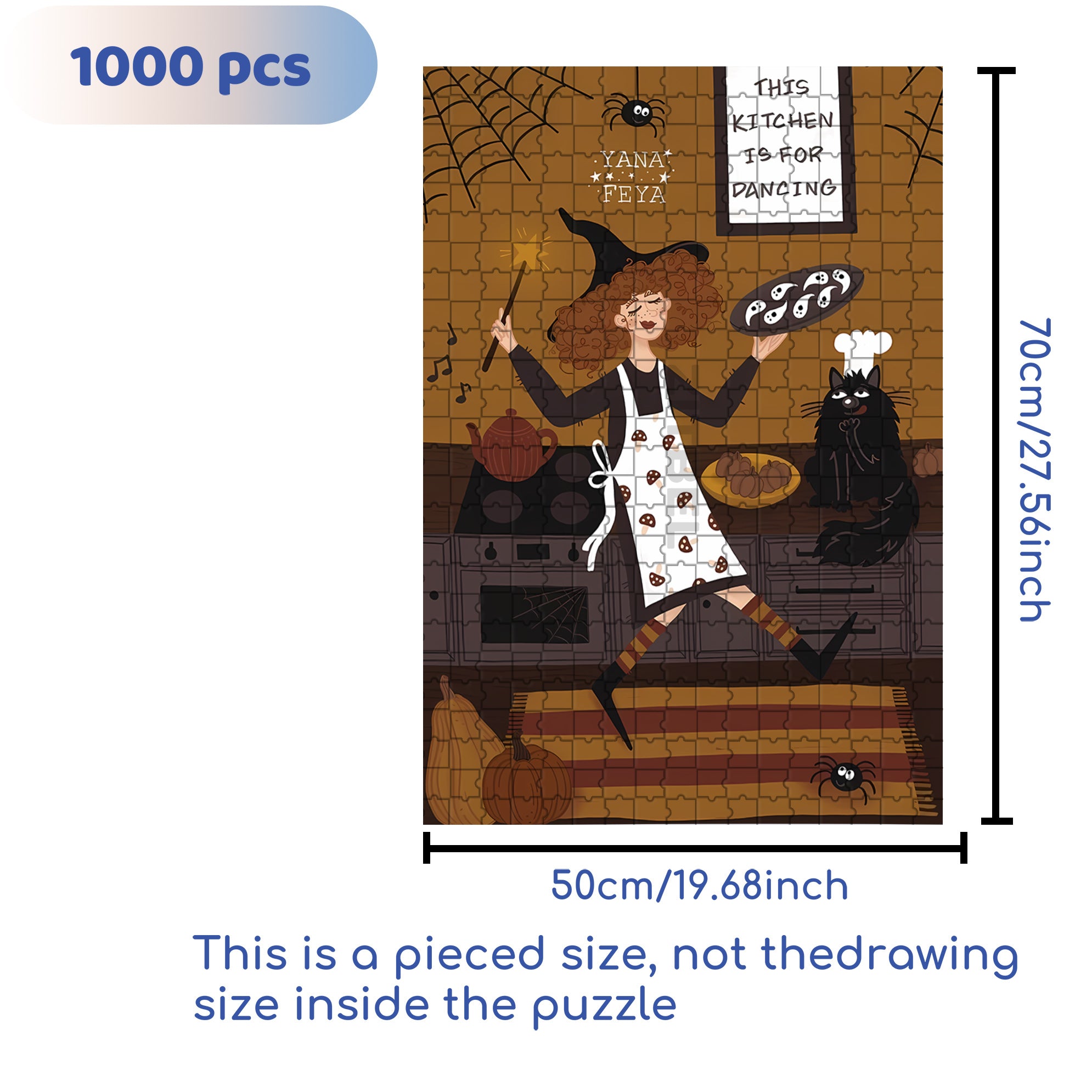 Curly-haired Witch 500pcs/1000pcs Jigsaw Puzzle, Scratch-Resistant, Interactive Family Game & Brain-Boosting DIY Decor, Perfect for Halloween, Christmas & New Year Gifts, Family Puzzle Game