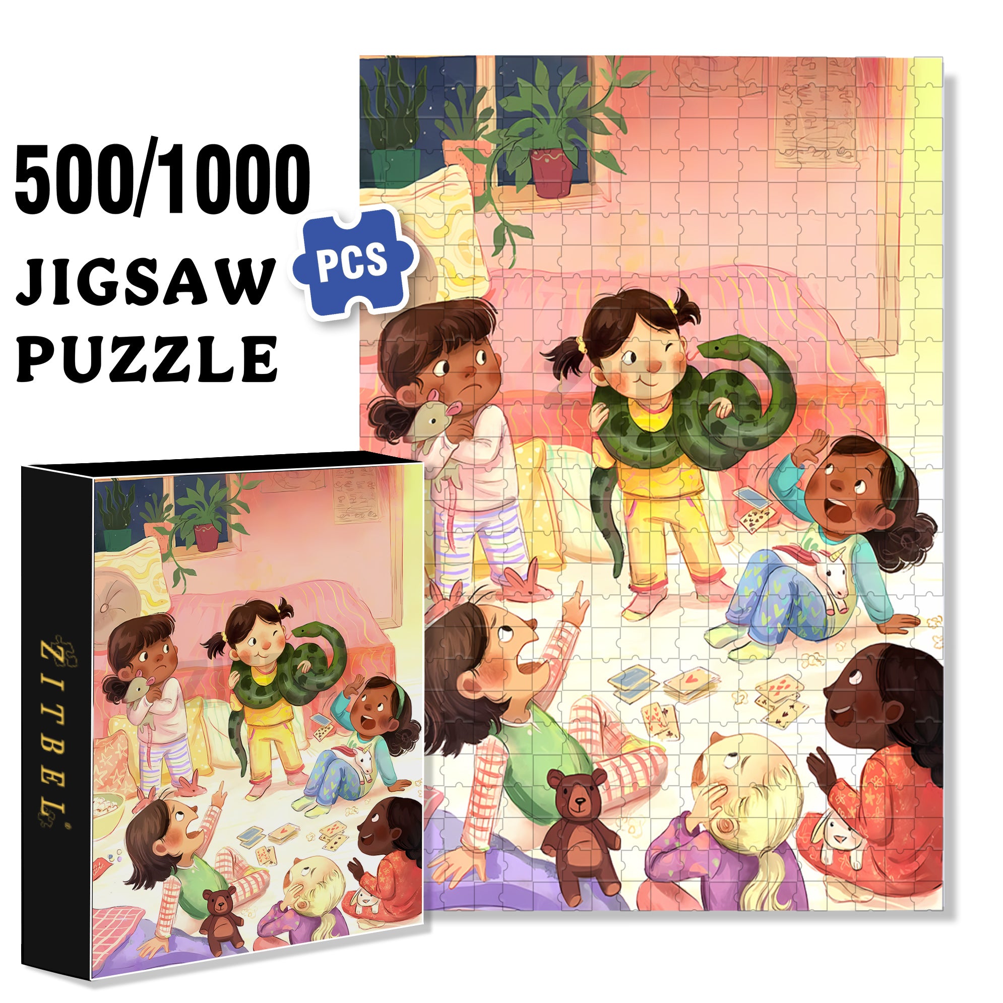 Dance With The Snake 500pcs/1000pcs Jigsaw Puzzle, Scratch-Resistant, Interactive Family Game & Brain-Boosting DIY Decor, Perfect for Halloween, Christmas & New Year Gifts, Family Puzzle Game