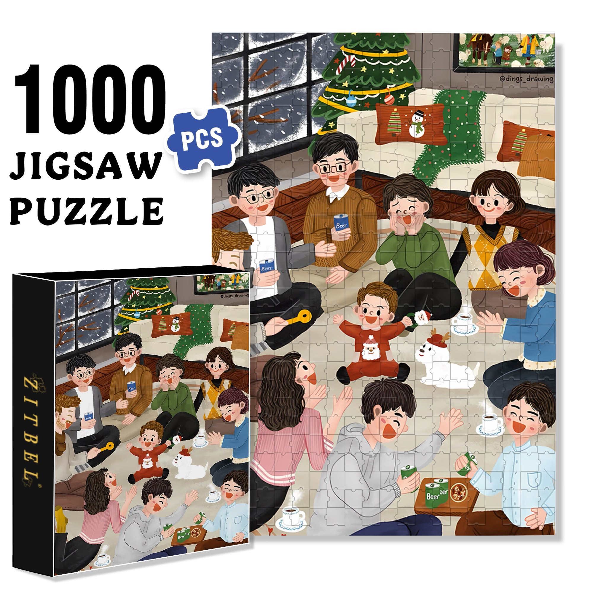 Family Party 500pcs/1000pcs Jigsaw Puzzle, Scratch-Resistant, Interactive Family Game & Brain-Boosting DIY Decor, Perfect for Halloween, Christmas & New Year Gifts, Family Puzzle Game