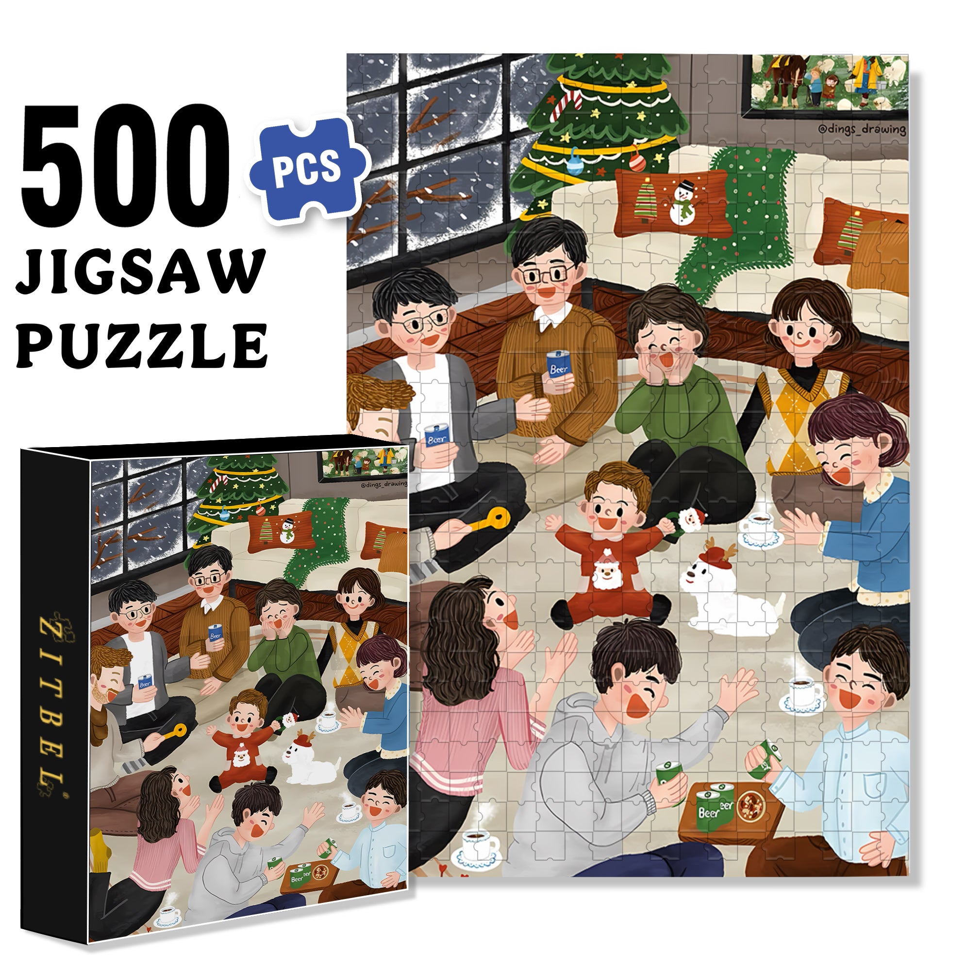 Family Party 500pcs/1000pcs Jigsaw Puzzle, Scratch-Resistant, Interactive Family Game & Brain-Boosting DIY Decor, Perfect for Halloween, Christmas & New Year Gifts, Family Puzzle Game