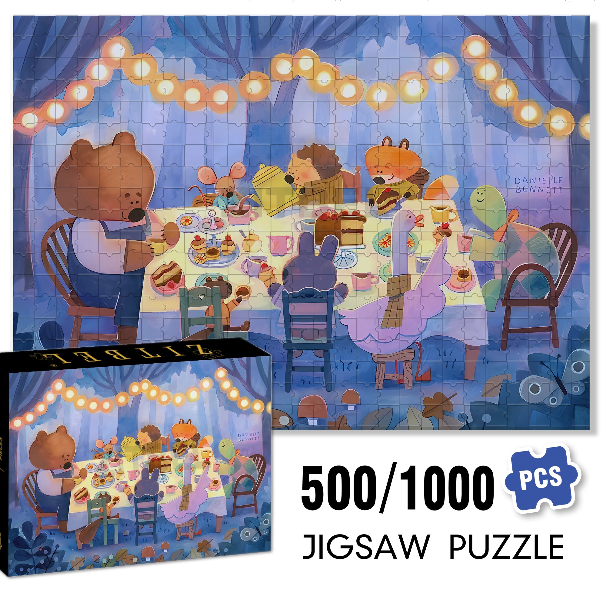 Forest Feast 500pcs/1000pcs Jigsaw Puzzle, Scratch-Resistant, Interactive Family Game & Brain-Boosting DIY Decor, Perfect for Halloween, Christmas & New Year Gifts, Family Puzzle Game