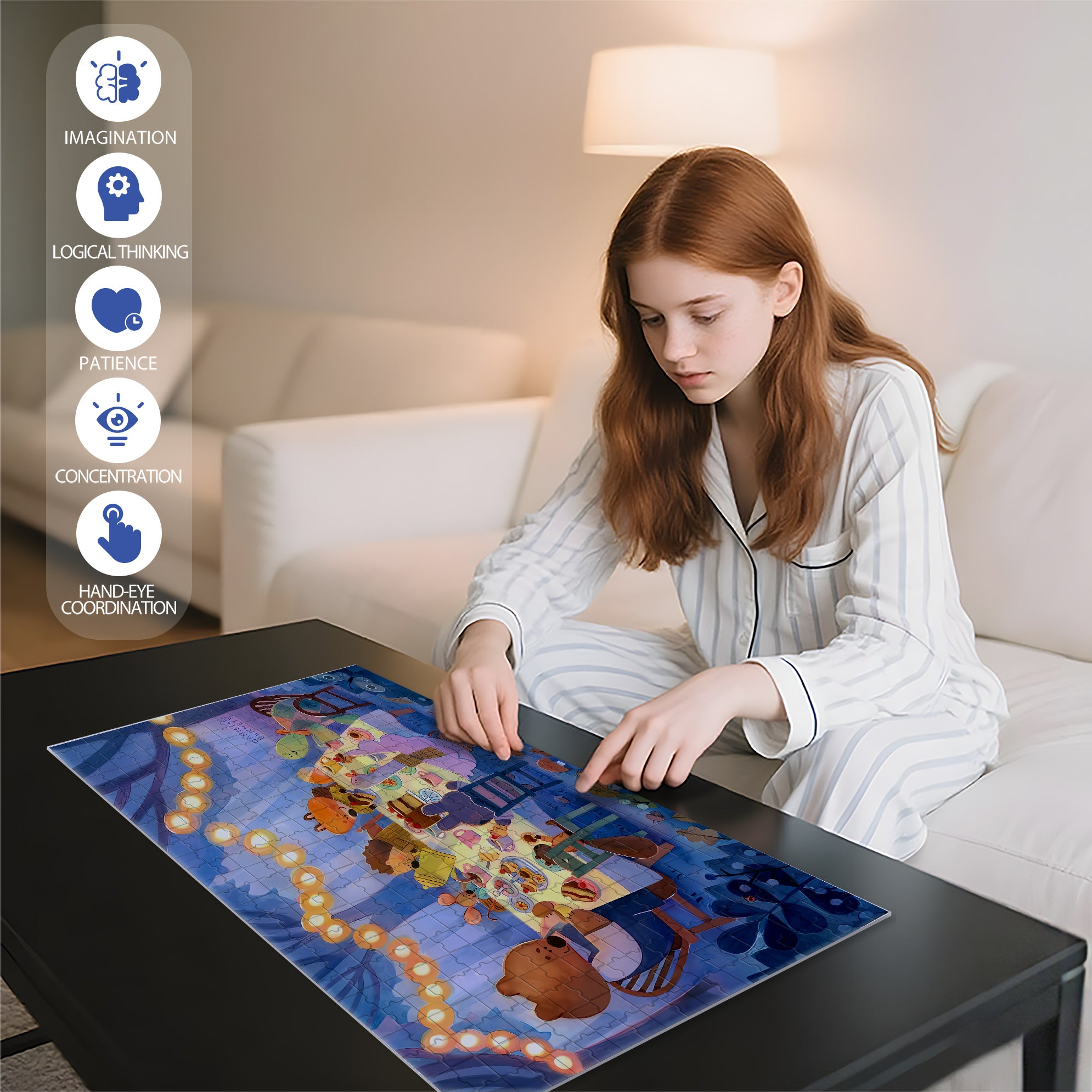 Forest Feast 500pcs/1000pcs Jigsaw Puzzle, Scratch-Resistant, Interactive Family Game & Brain-Boosting DIY Decor, Perfect for Halloween, Christmas & New Year Gifts, Family Puzzle Game