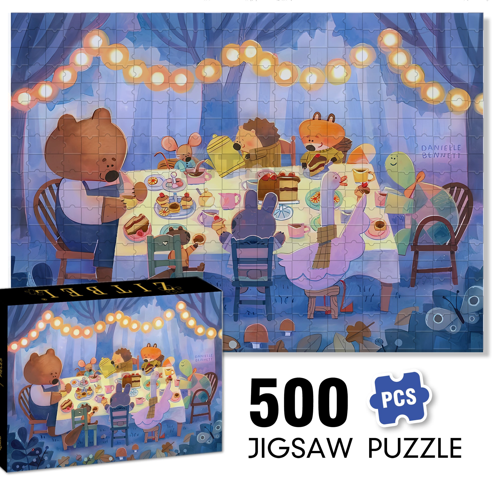 Forest Feast 500pcs/1000pcs Jigsaw Puzzle, Scratch-Resistant, Interactive Family Game & Brain-Boosting DIY Decor, Perfect for Halloween, Christmas & New Year Gifts, Family Puzzle Game