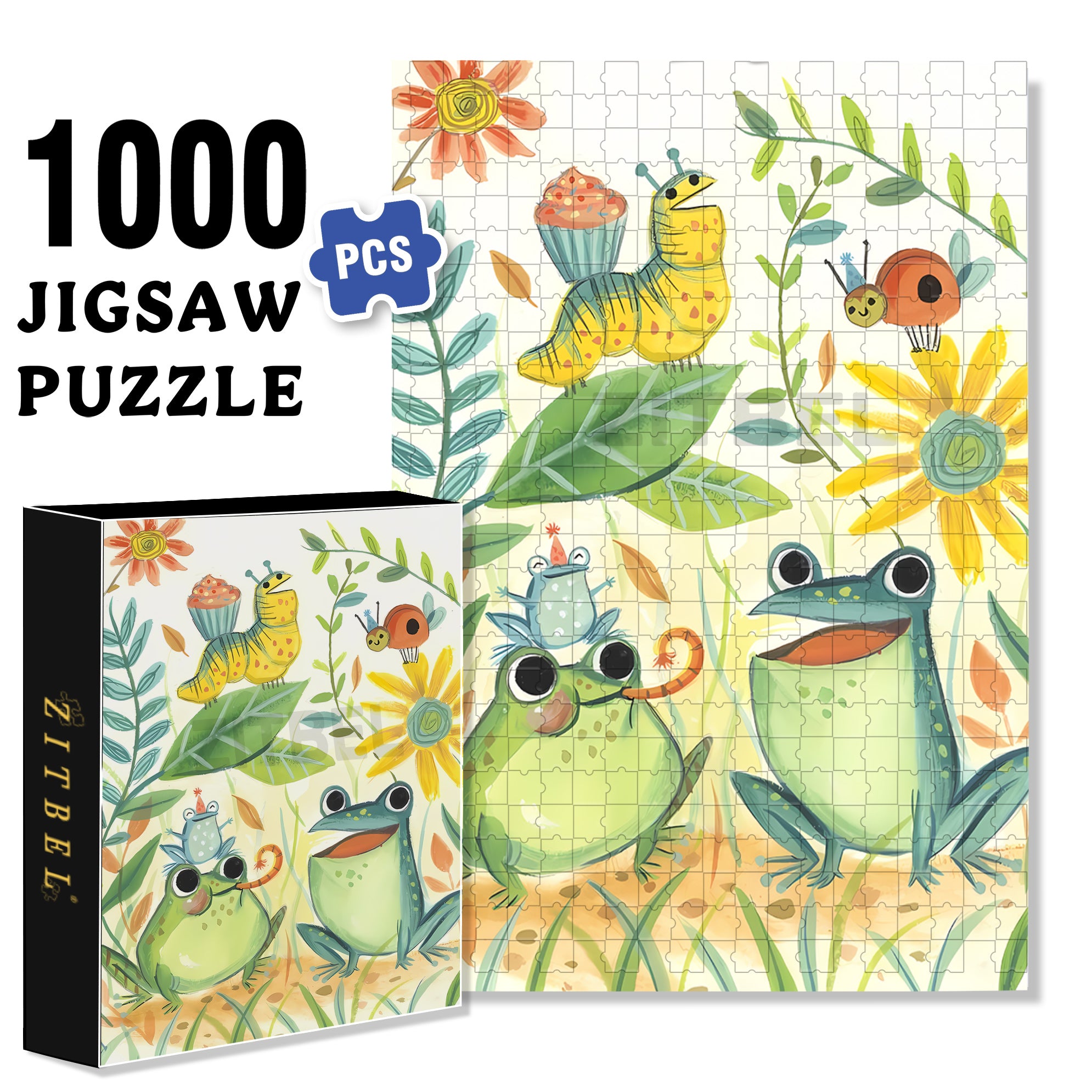 Frogs 500pcs/1000pcs Jigsaw Puzzle, Scratch-Resistant, Interactive Family Game & Brain-Boosting DIY Decor, Perfect for Halloween, Christmas & New Year Gifts, Family Puzzle Game
