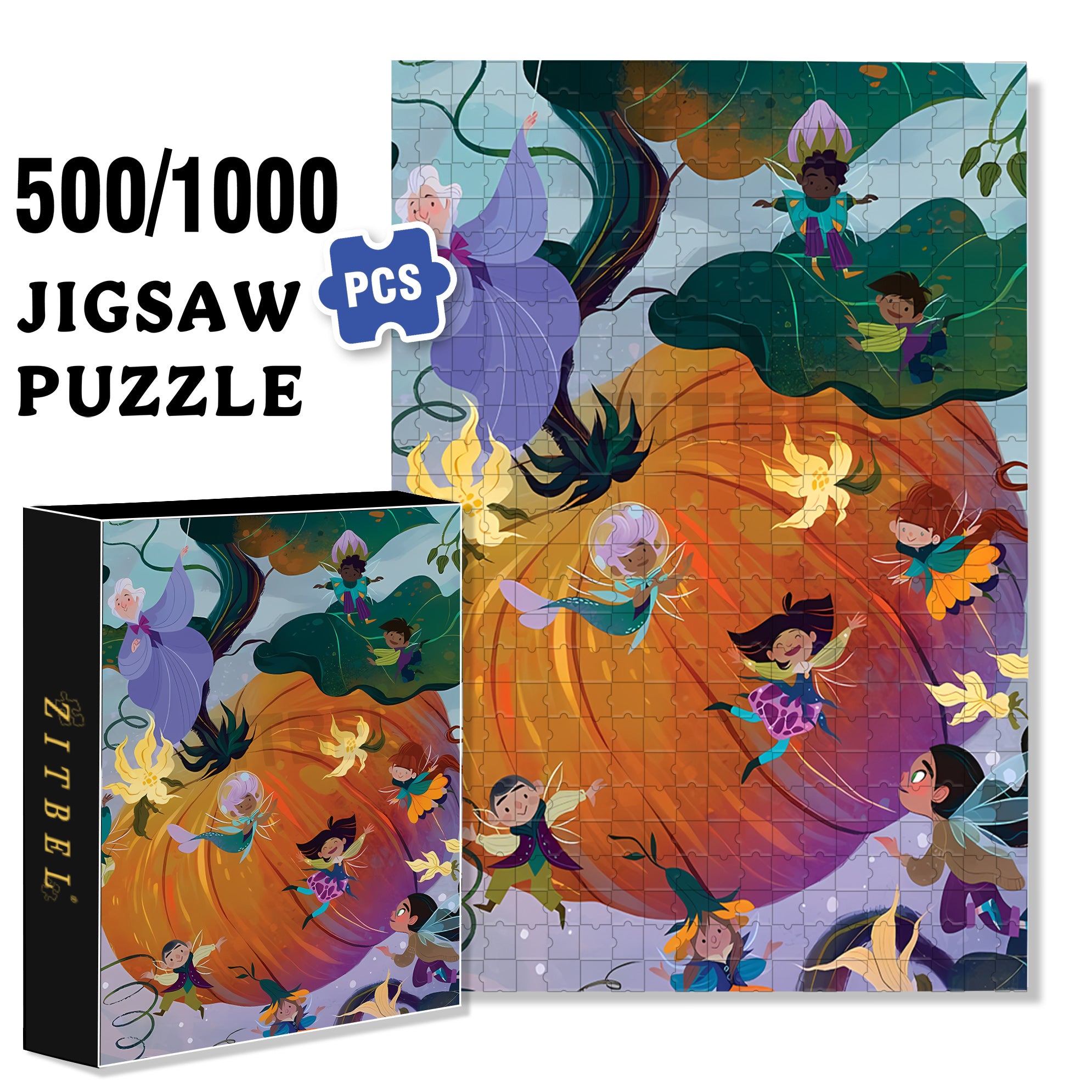 Giant Pumpkin 500pcs/1000pcs Jigsaw Puzzle, Scratch-Resistant, Interactive Family Game & Brain-Boosting DIY Decor, Perfect for Halloween, Christmas & New Year Gifts, Family Puzzle Game