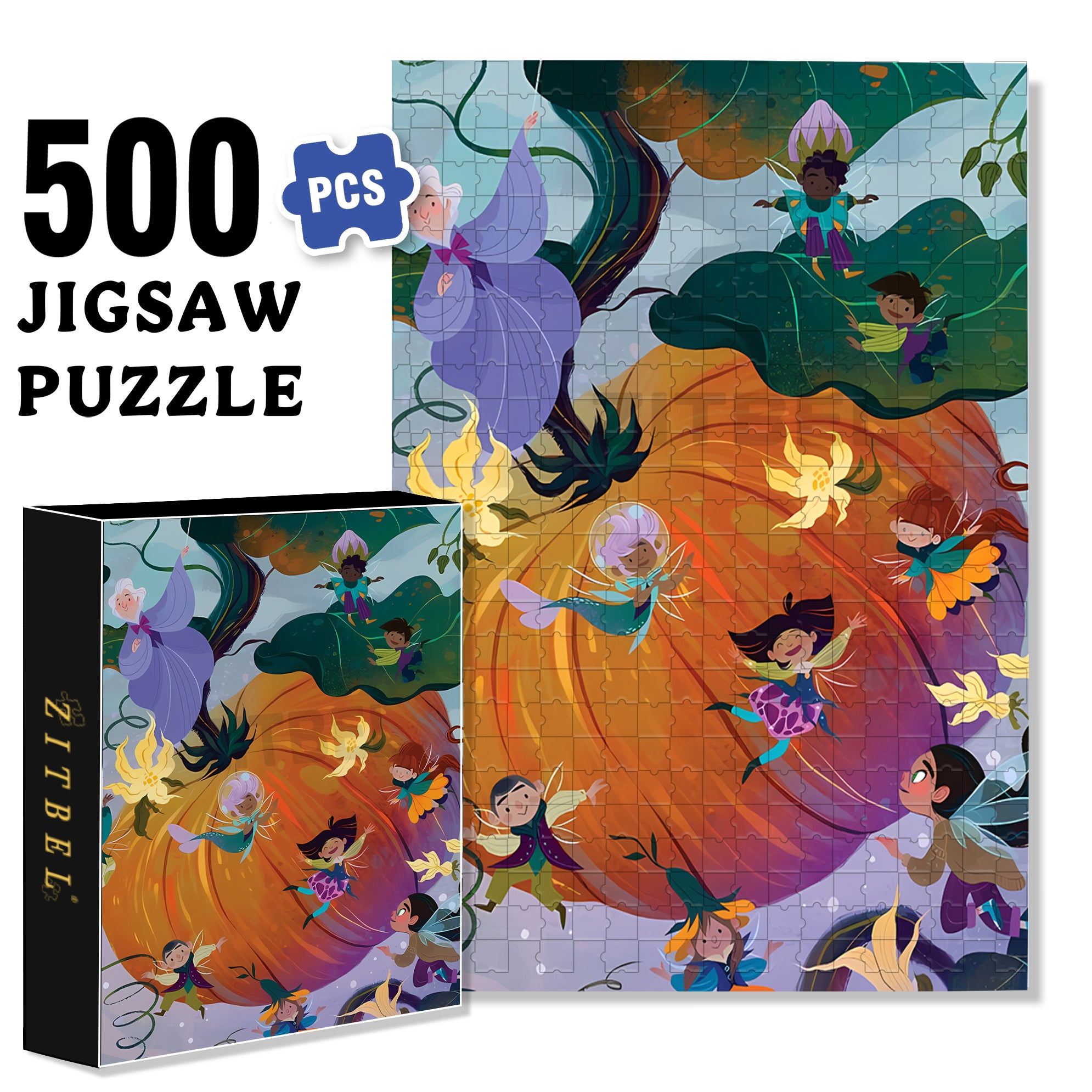 Giant Pumpkin 500pcs/1000pcs Jigsaw Puzzle, Scratch-Resistant, Interactive Family Game & Brain-Boosting DIY Decor, Perfect for Halloween, Christmas & New Year Gifts, Family Puzzle Game