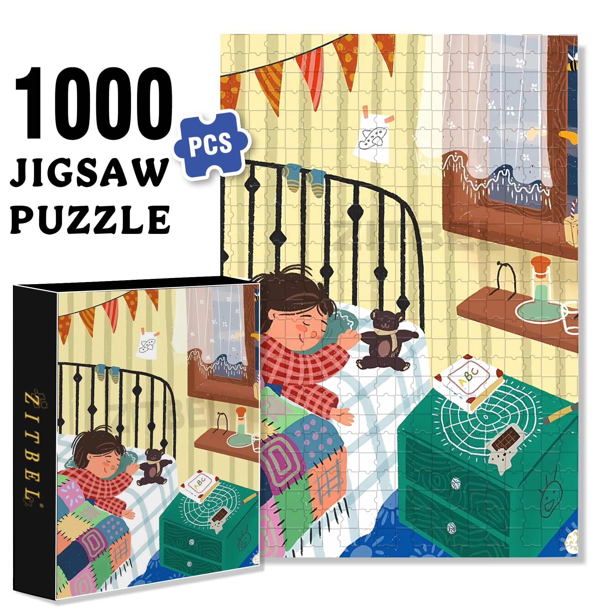 Good Night 500pcs/1000pcs Jigsaw Puzzle, Scratch-Resistant, Interactive Family Game & Brain-Boosting DIY Decor, Perfect for Halloween, Christmas & New Year Gifts, Family Puzzle Game
