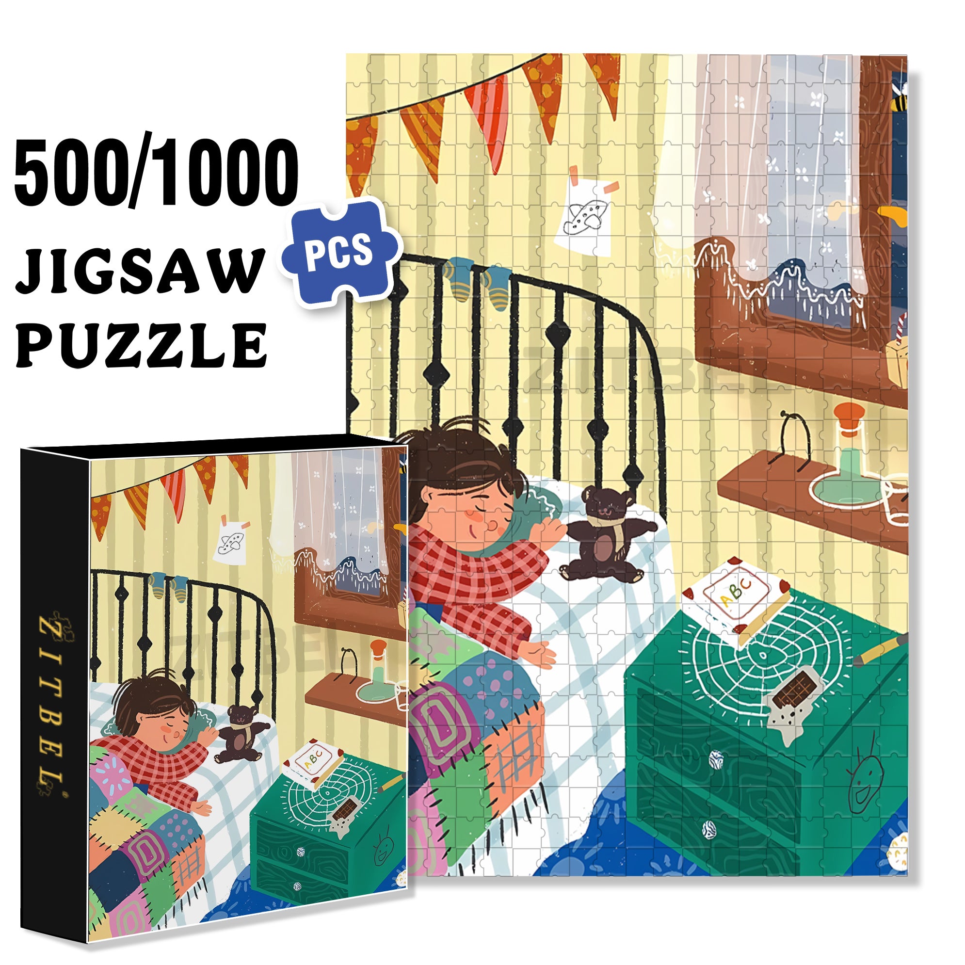 Good Night 500pcs/1000pcs Jigsaw Puzzle, Scratch-Resistant, Interactive Family Game & Brain-Boosting DIY Decor, Perfect for Halloween, Christmas & New Year Gifts, Family Puzzle Game