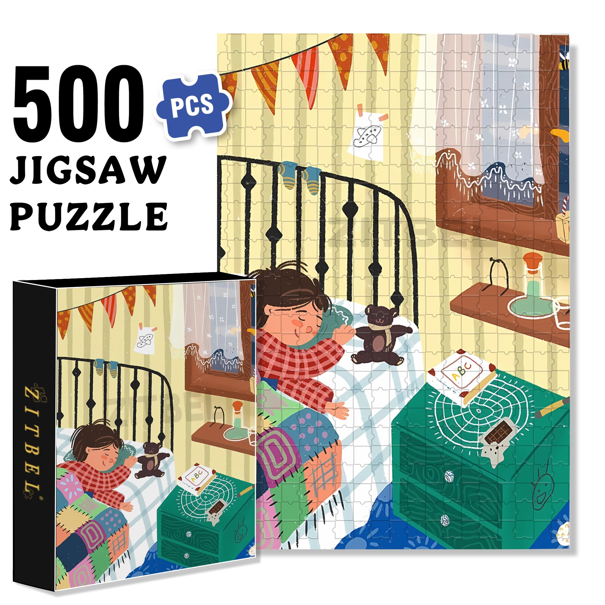 Good Night 500pcs/1000pcs Jigsaw Puzzle, Scratch-Resistant, Interactive Family Game & Brain-Boosting DIY Decor, Perfect for Halloween, Christmas & New Year Gifts, Family Puzzle Game