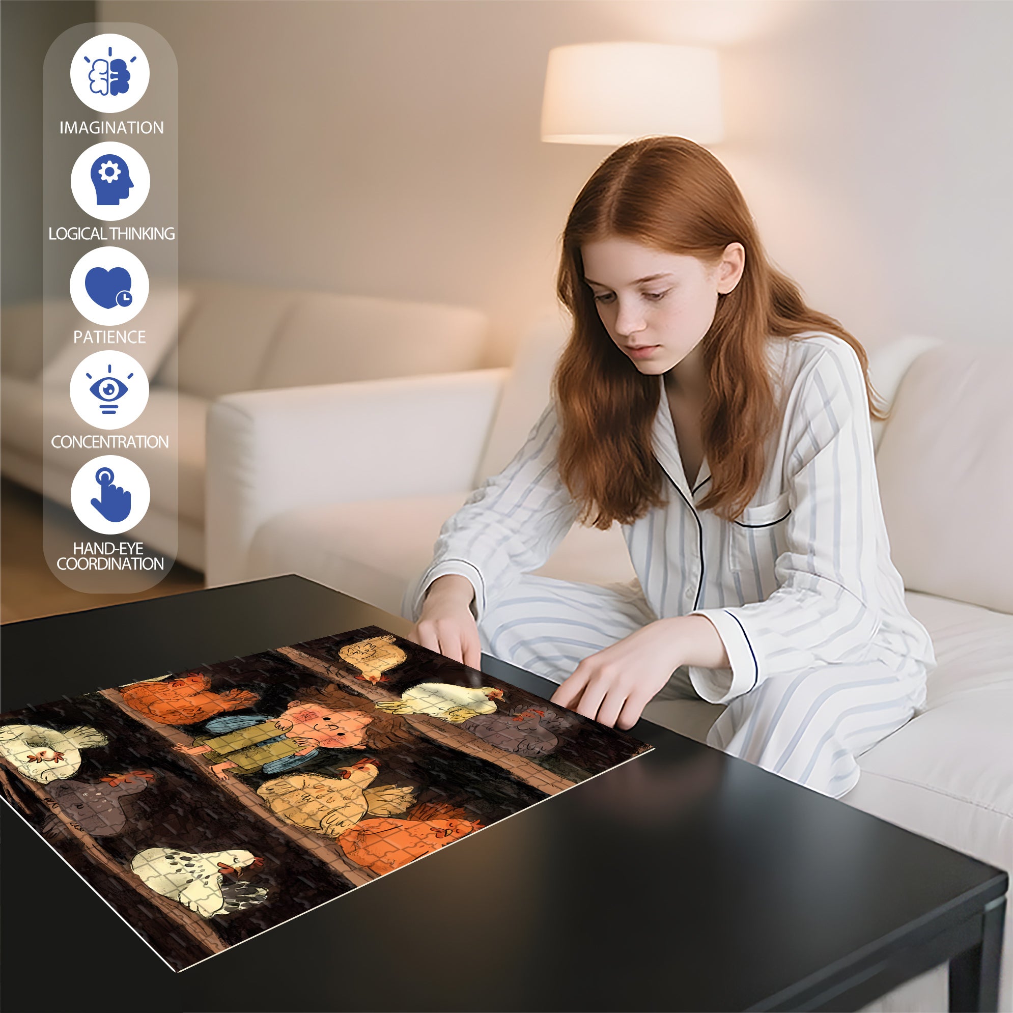 Henhouse 500pcs/1000pcs Jigsaw Puzzle, Scratch-Resistant, Interactive Family Game & Brain-Boosting DIY Decor, Perfect for Halloween, Christmas & New Year Gifts, Family Puzzle Game