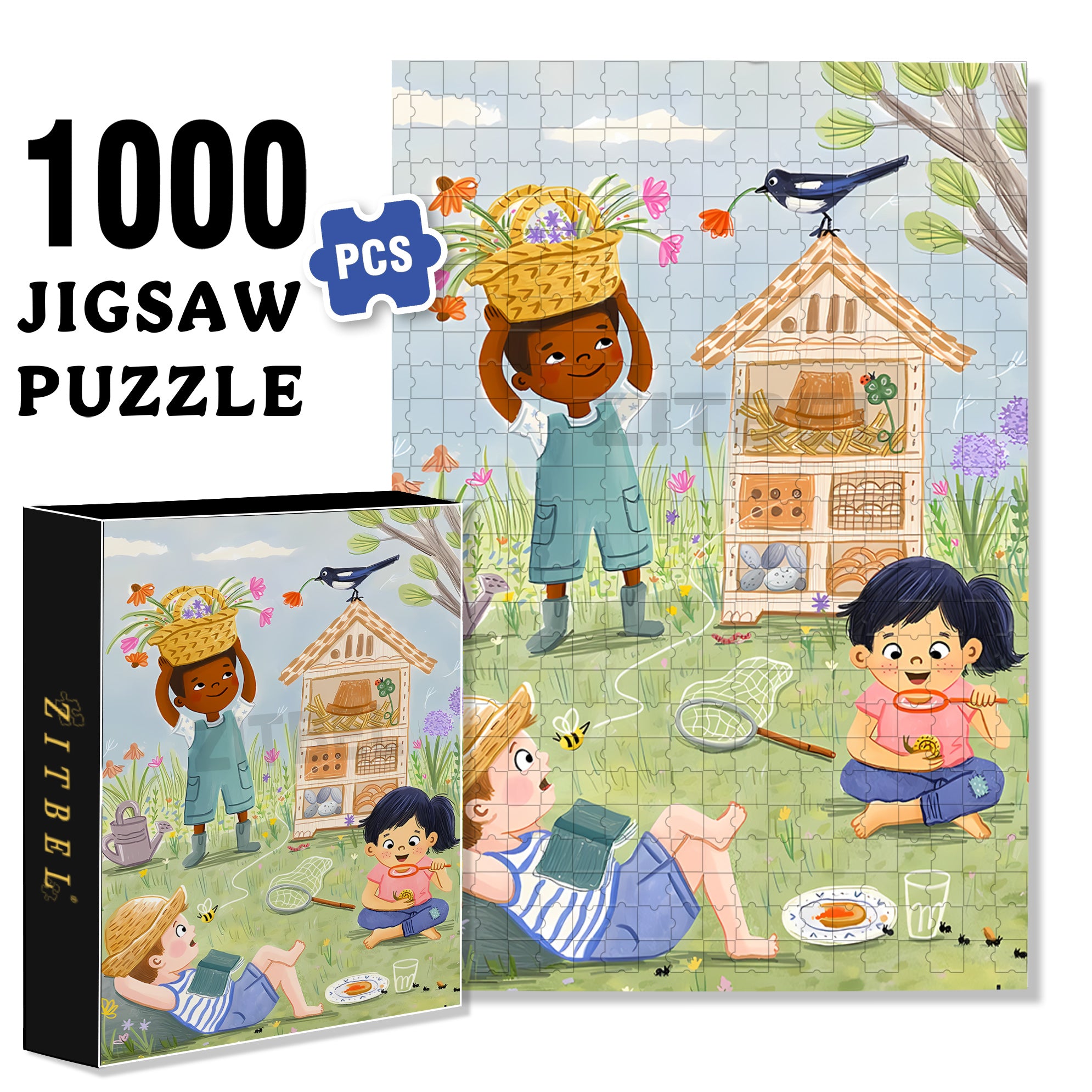 In The Graden 500pcs/1000pcs Jigsaw Puzzle, Scratch-Resistant, Interactive Family Game & Brain-Boosting DIY Decor, Perfect for Halloween, Christmas & New Year Gifts, Family Puzzle Game