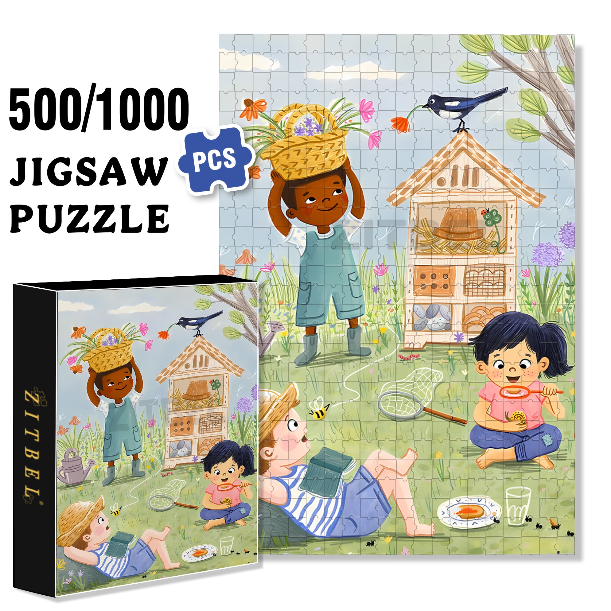 In The Graden 500pcs/1000pcs Jigsaw Puzzle, Scratch-Resistant, Interactive Family Game & Brain-Boosting DIY Decor, Perfect for Halloween, Christmas & New Year Gifts, Family Puzzle Game