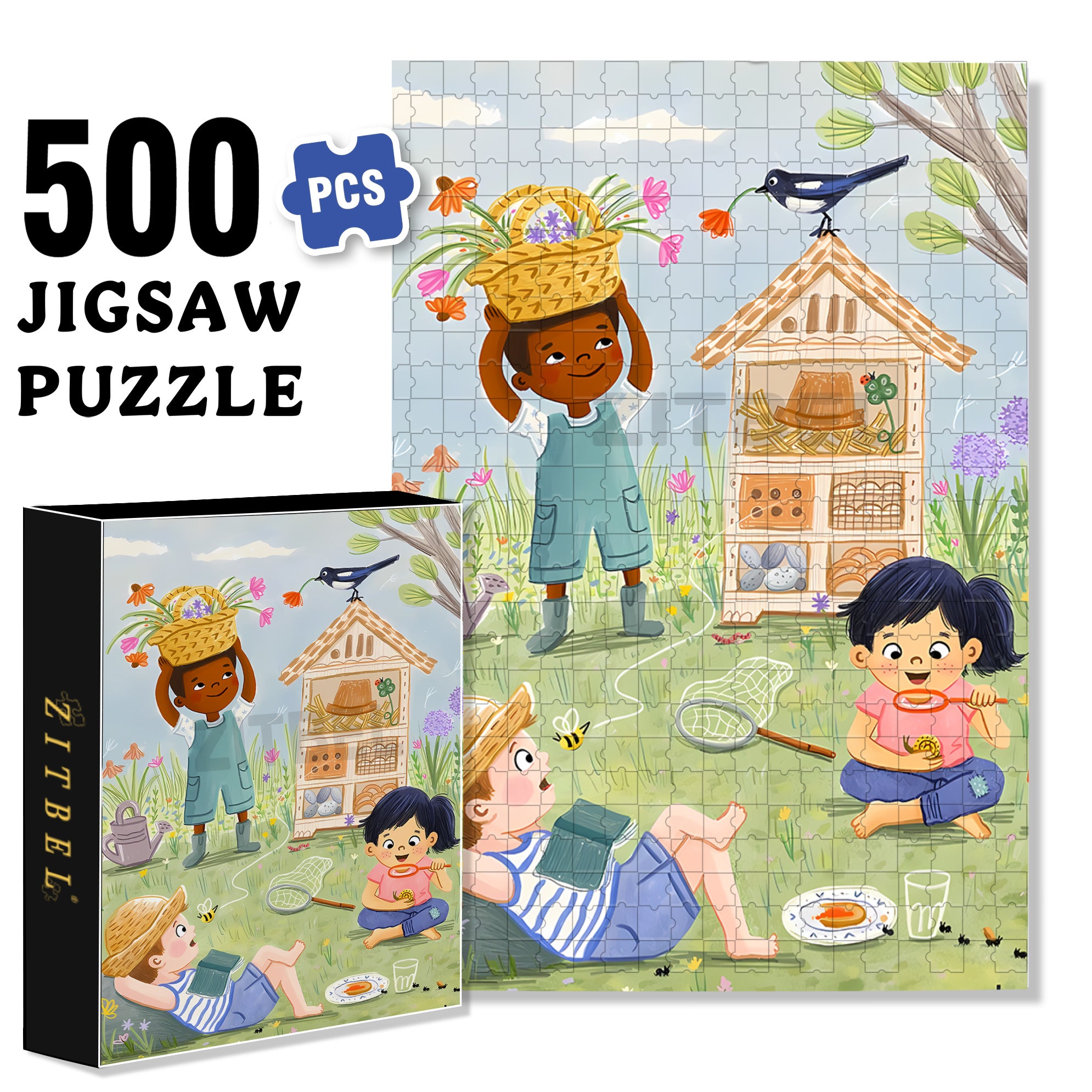 In The Graden 500pcs/1000pcs Jigsaw Puzzle, Scratch-Resistant, Interactive Family Game & Brain-Boosting DIY Decor, Perfect for Halloween, Christmas & New Year Gifts, Family Puzzle Game