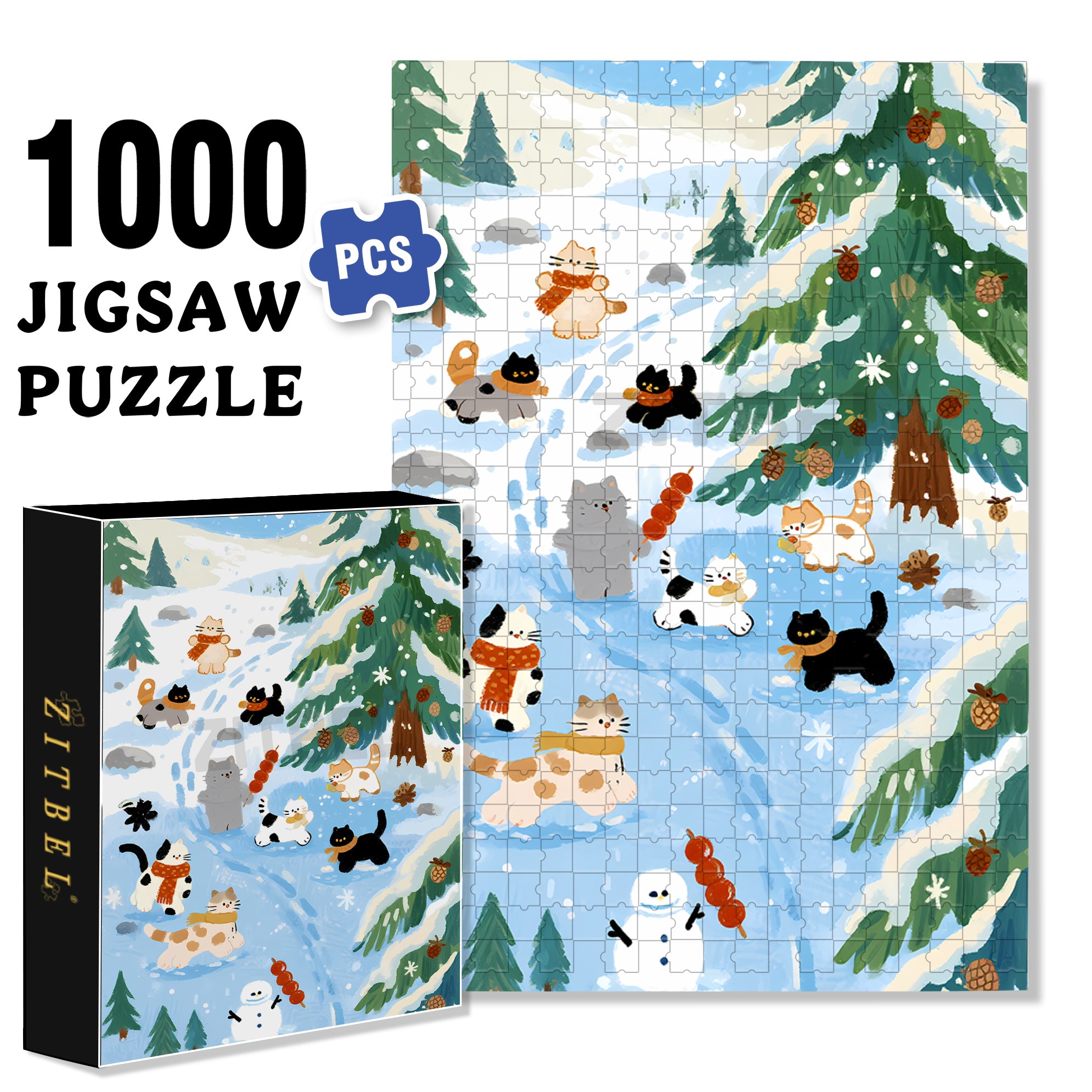 Joyful Snowland 500pcs/1000pcs Jigsaw Puzzle, Scratch-Resistant, Interactive Family Game & Brain-Boosting DIY Decor, Perfect for Halloween, Christmas & New Year Gifts, Family Puzzle Game