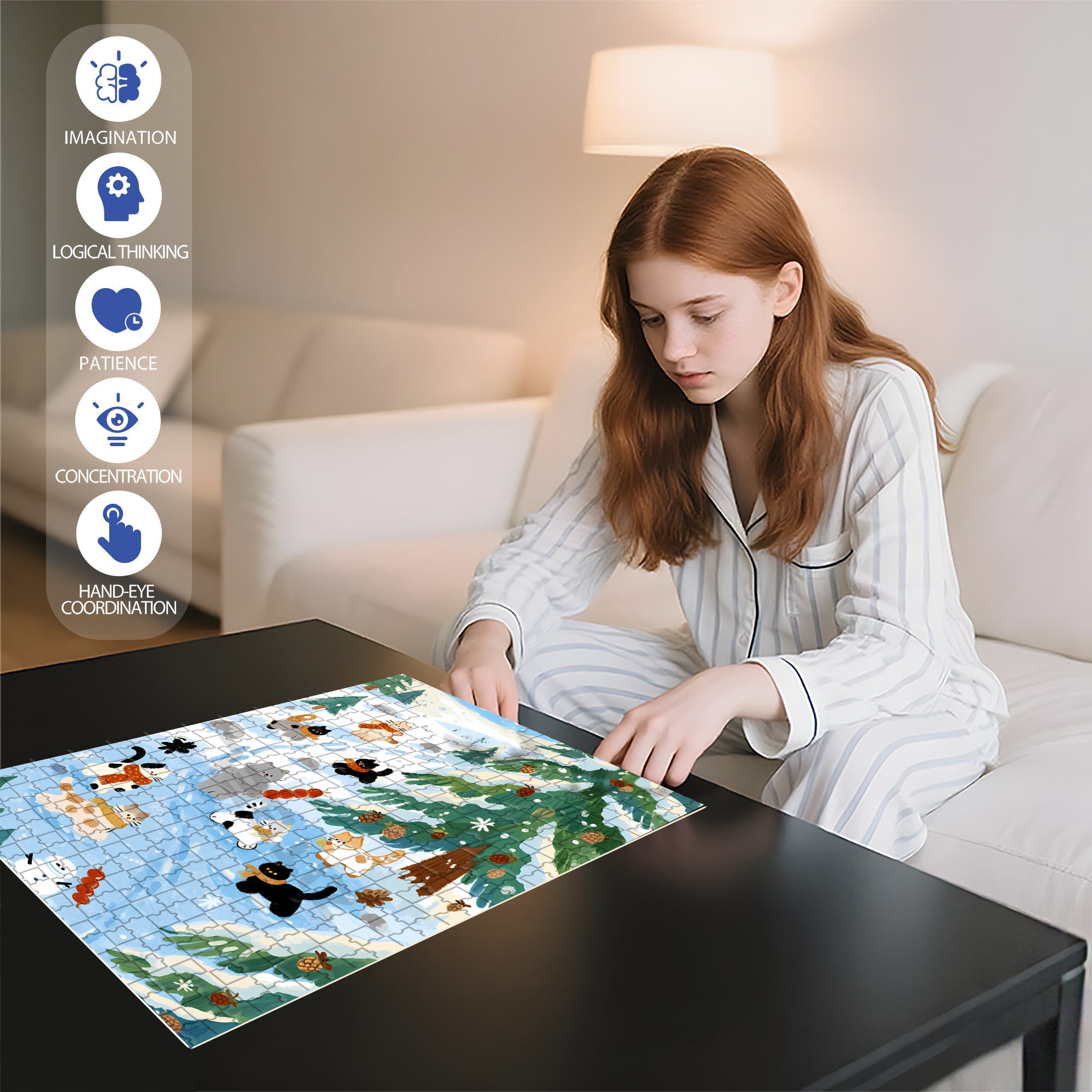 Joyful Snowland 500pcs/1000pcs Jigsaw Puzzle, Scratch-Resistant, Interactive Family Game & Brain-Boosting DIY Decor, Perfect for Halloween, Christmas & New Year Gifts, Family Puzzle Game