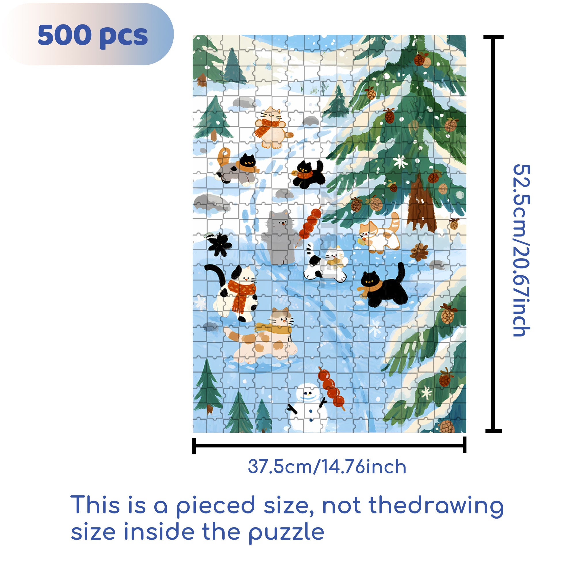 Joyful Snowland 500pcs/1000pcs Jigsaw Puzzle, Scratch-Resistant, Interactive Family Game & Brain-Boosting DIY Decor, Perfect for Halloween, Christmas & New Year Gifts, Family Puzzle Game
