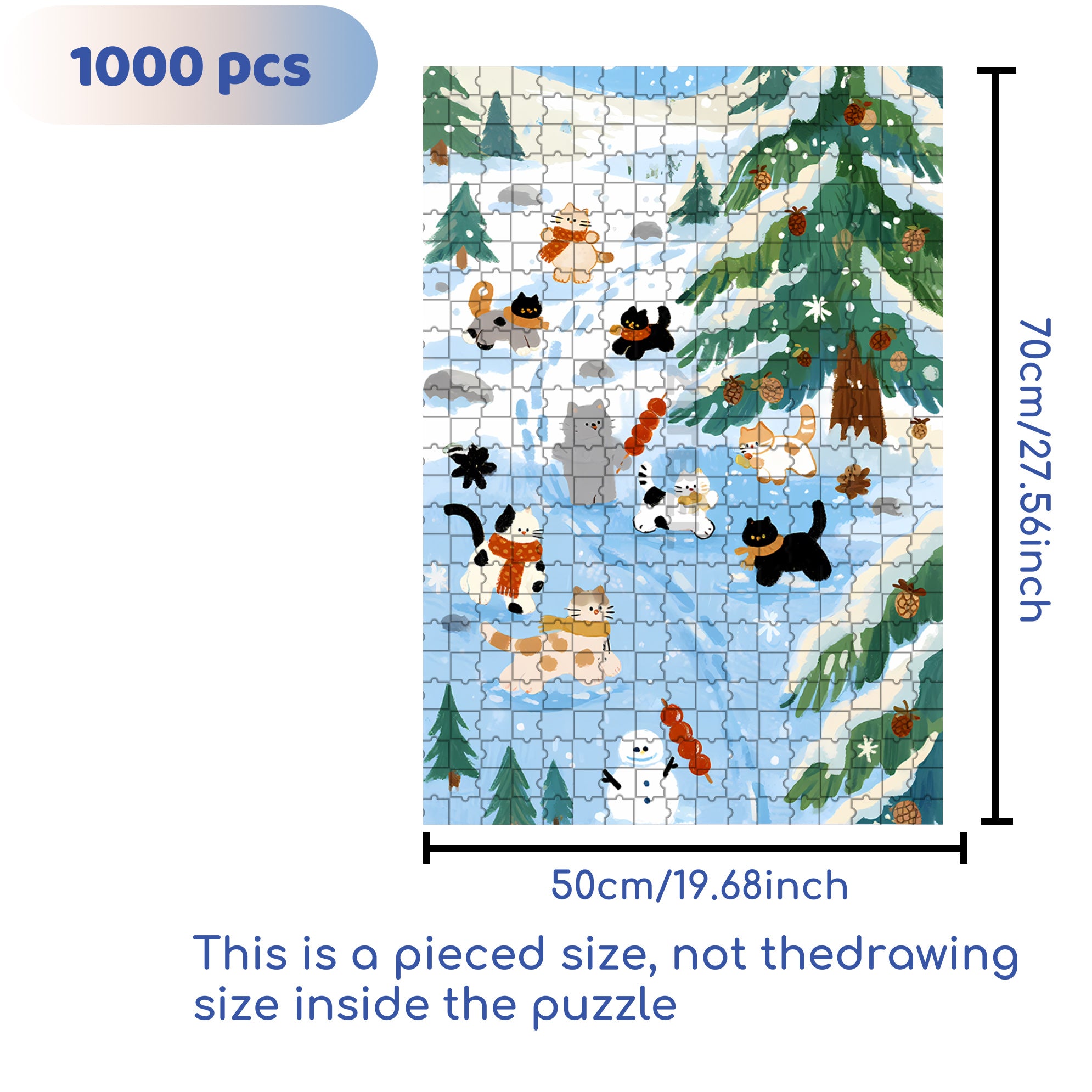 Joyful Snowland 500pcs/1000pcs Jigsaw Puzzle, Scratch-Resistant, Interactive Family Game & Brain-Boosting DIY Decor, Perfect for Halloween, Christmas & New Year Gifts, Family Puzzle Game