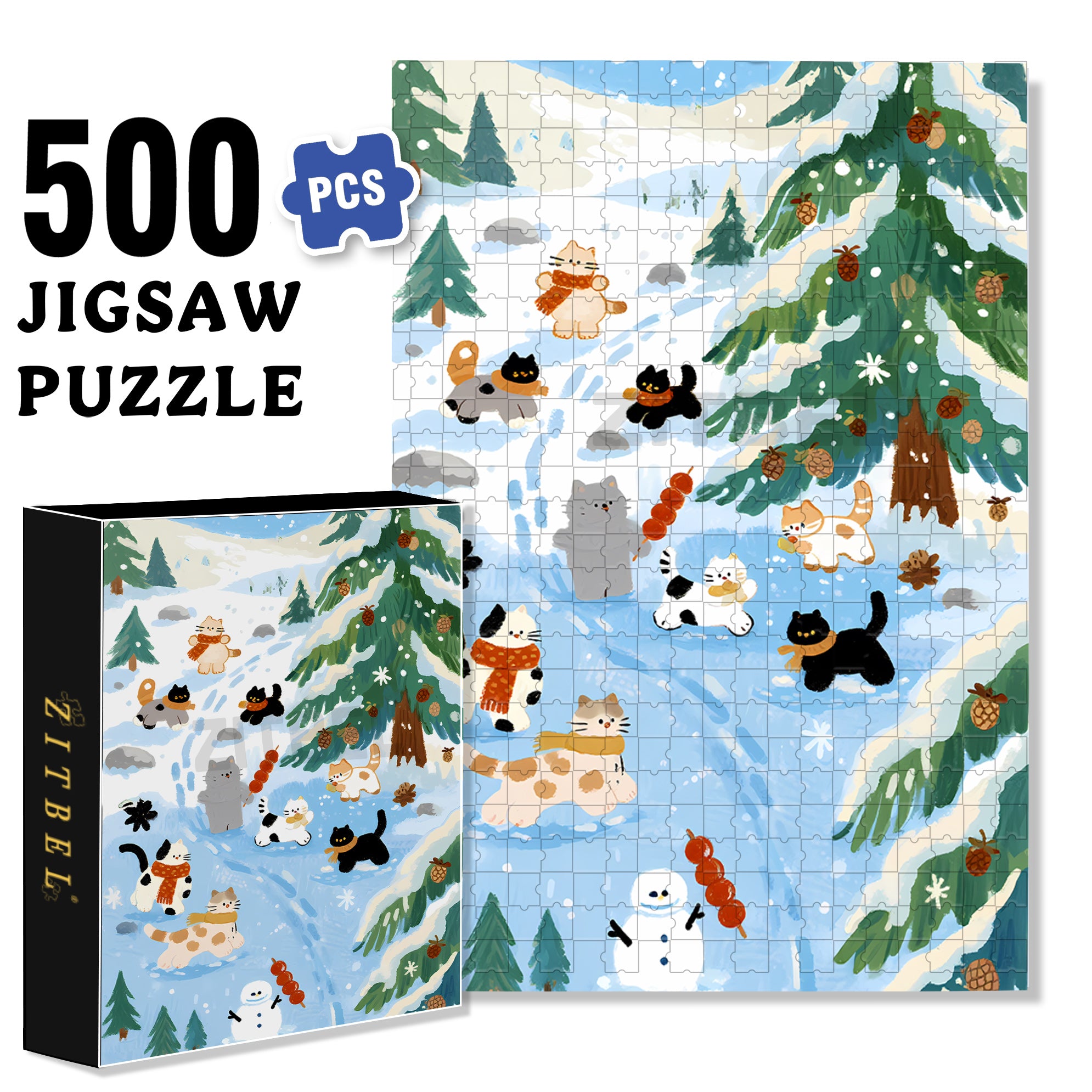 Joyful Snowland 500pcs/1000pcs Jigsaw Puzzle, Scratch-Resistant, Interactive Family Game & Brain-Boosting DIY Decor, Perfect for Halloween, Christmas & New Year Gifts, Family Puzzle Game