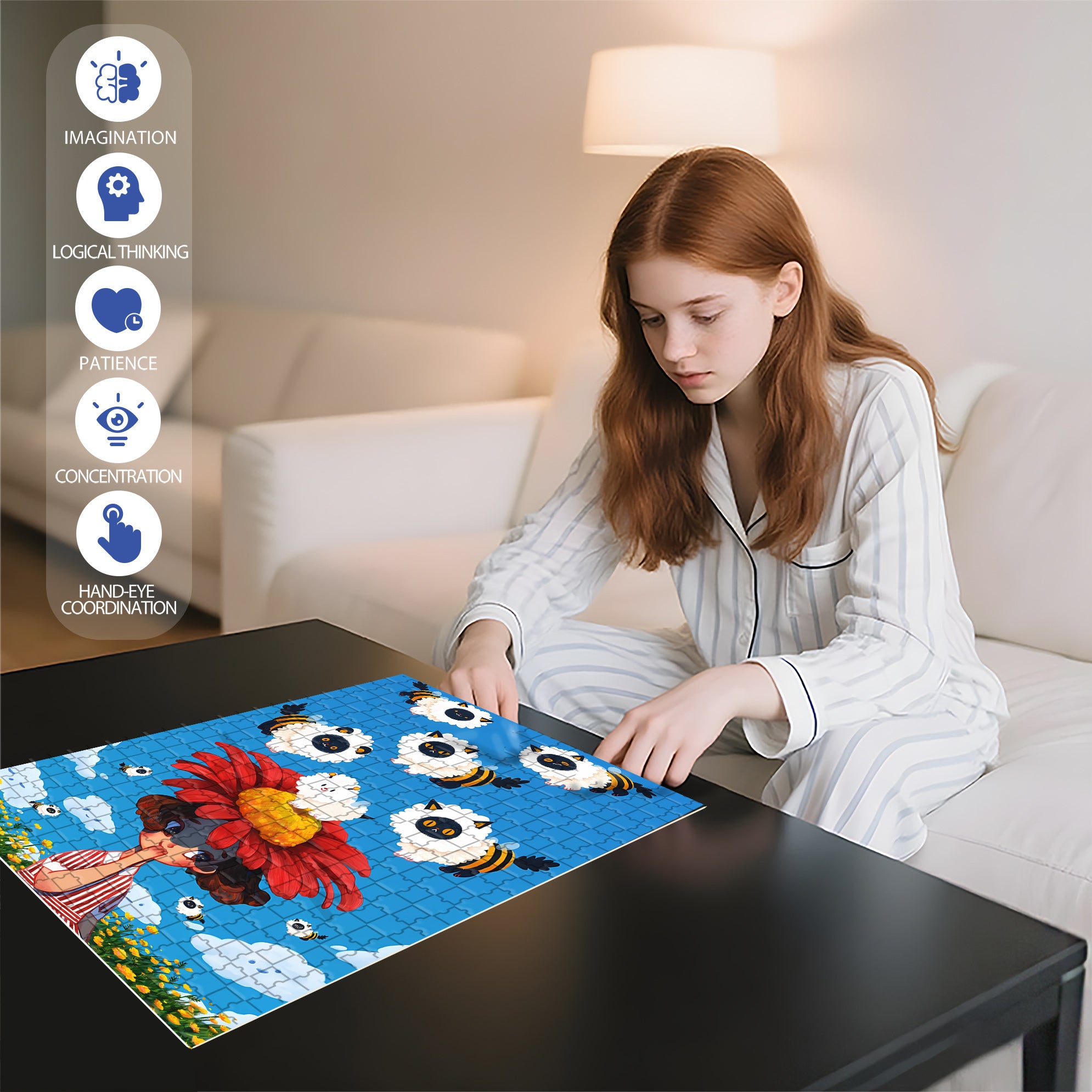 Judy's Fantasy 500pcs/1000pcs Jigsaw Puzzle, Scratch-Resistant, Interactive Family Game & Brain-Boosting DIY Decor, Perfect for Halloween, Christmas & New Year Gifts, Family Puzzle Game