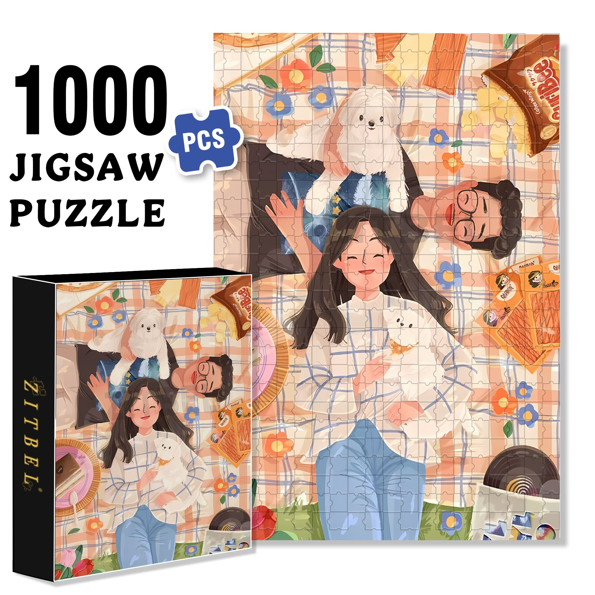 Lie Down And Rest 500pcs/1000pcs Jigsaw Puzzle, Scratch-Resistant, Interactive Family Game & Brain-Boosting DIY Decor, Perfect for Halloween, Christmas & New Year Gifts, Family Puzzle Game
