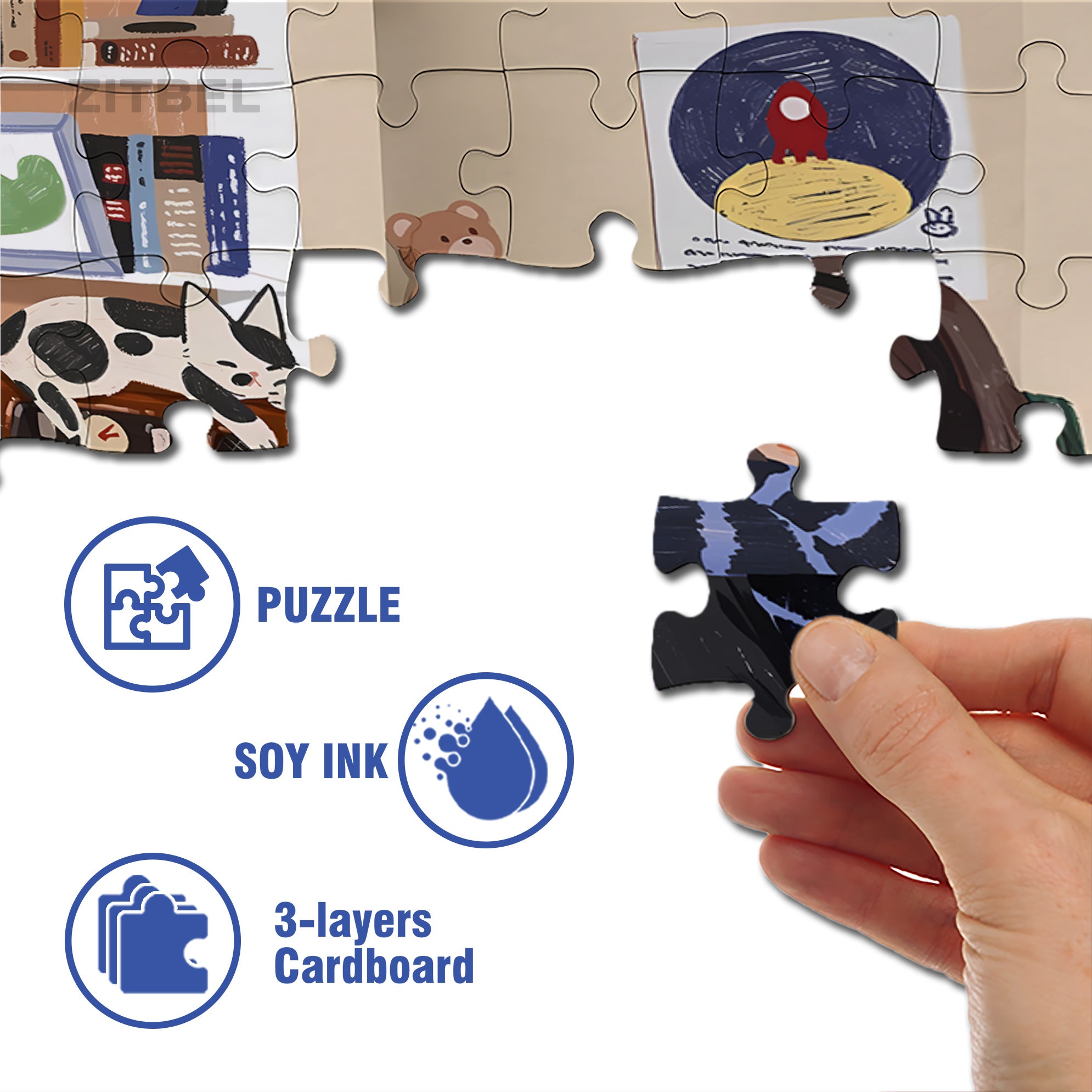 Listen To Music 500pcs/1000pcs Jigsaw Puzzle, Scratch-Resistant, Interactive Family Game & Brain-Boosting DIY Decor, Perfect for Halloween, Christmas & New Year Gifts, Family Puzzle Game