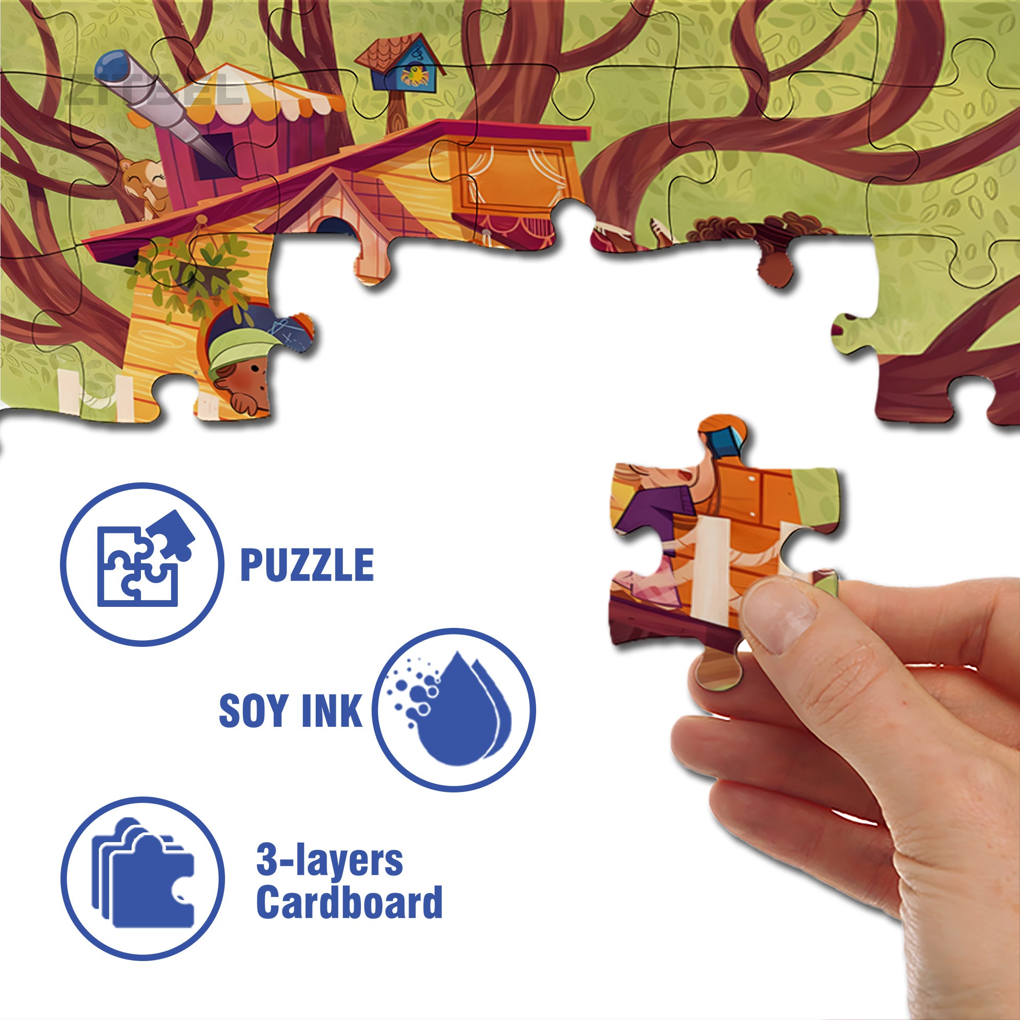 Mimi At The Treehouse 500pcs/1000pcs Jigsaw Puzzle, Scratch-Resistant, Interactive Family Game & Brain-Boosting DIY Decor, Perfect for Halloween, Christmas & New Year Gifts, Family Puzzle Game