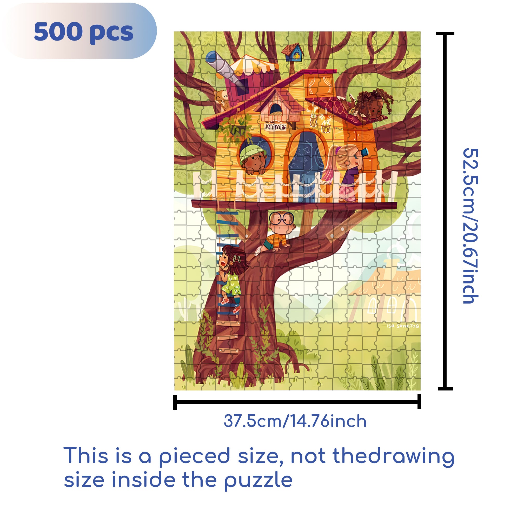 Mimi At The Treehouse 500pcs/1000pcs Jigsaw Puzzle, Scratch-Resistant, Interactive Family Game & Brain-Boosting DIY Decor, Perfect for Halloween, Christmas & New Year Gifts, Family Puzzle Game