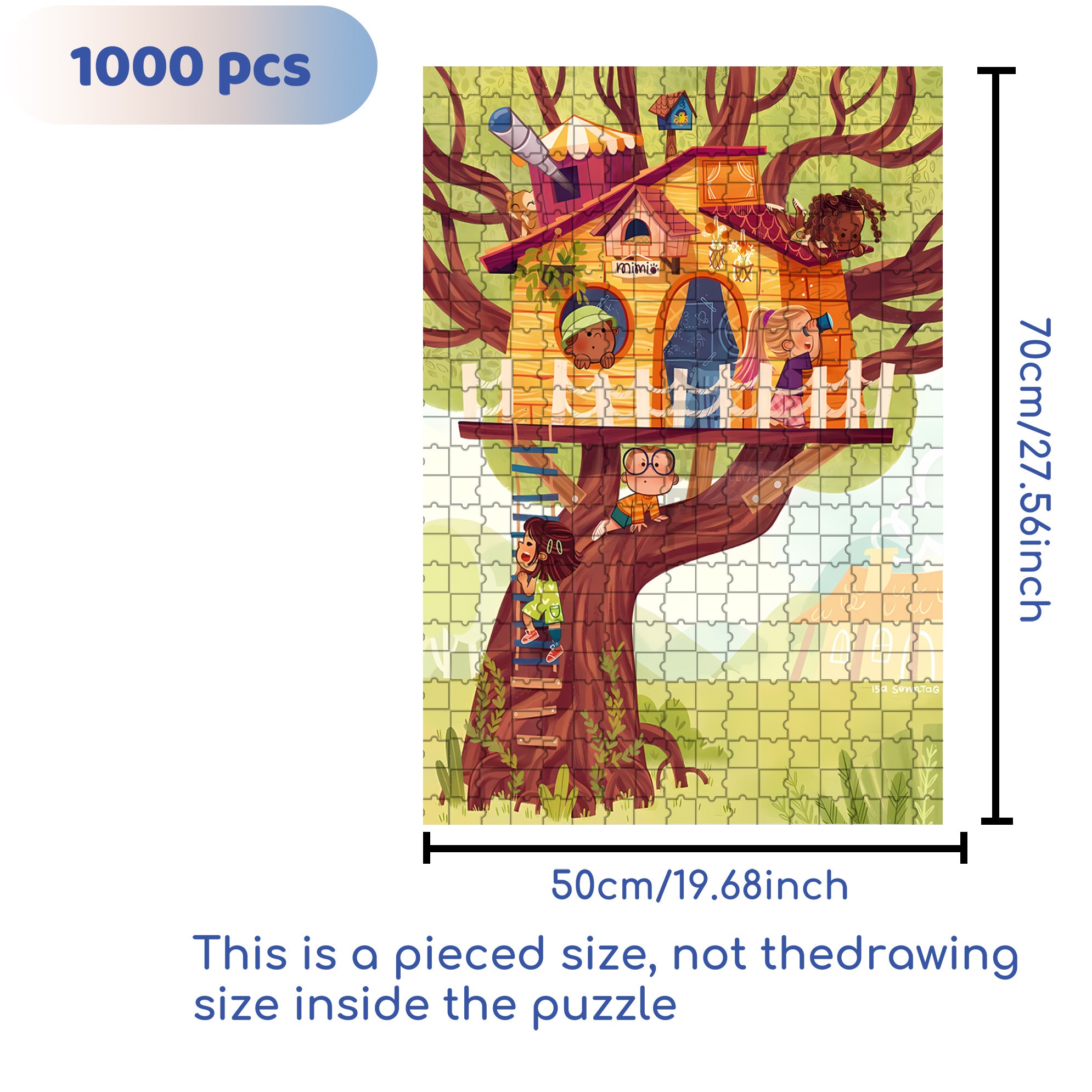 Mimi At The Treehouse 500pcs/1000pcs Jigsaw Puzzle, Scratch-Resistant, Interactive Family Game & Brain-Boosting DIY Decor, Perfect for Halloween, Christmas & New Year Gifts, Family Puzzle Game