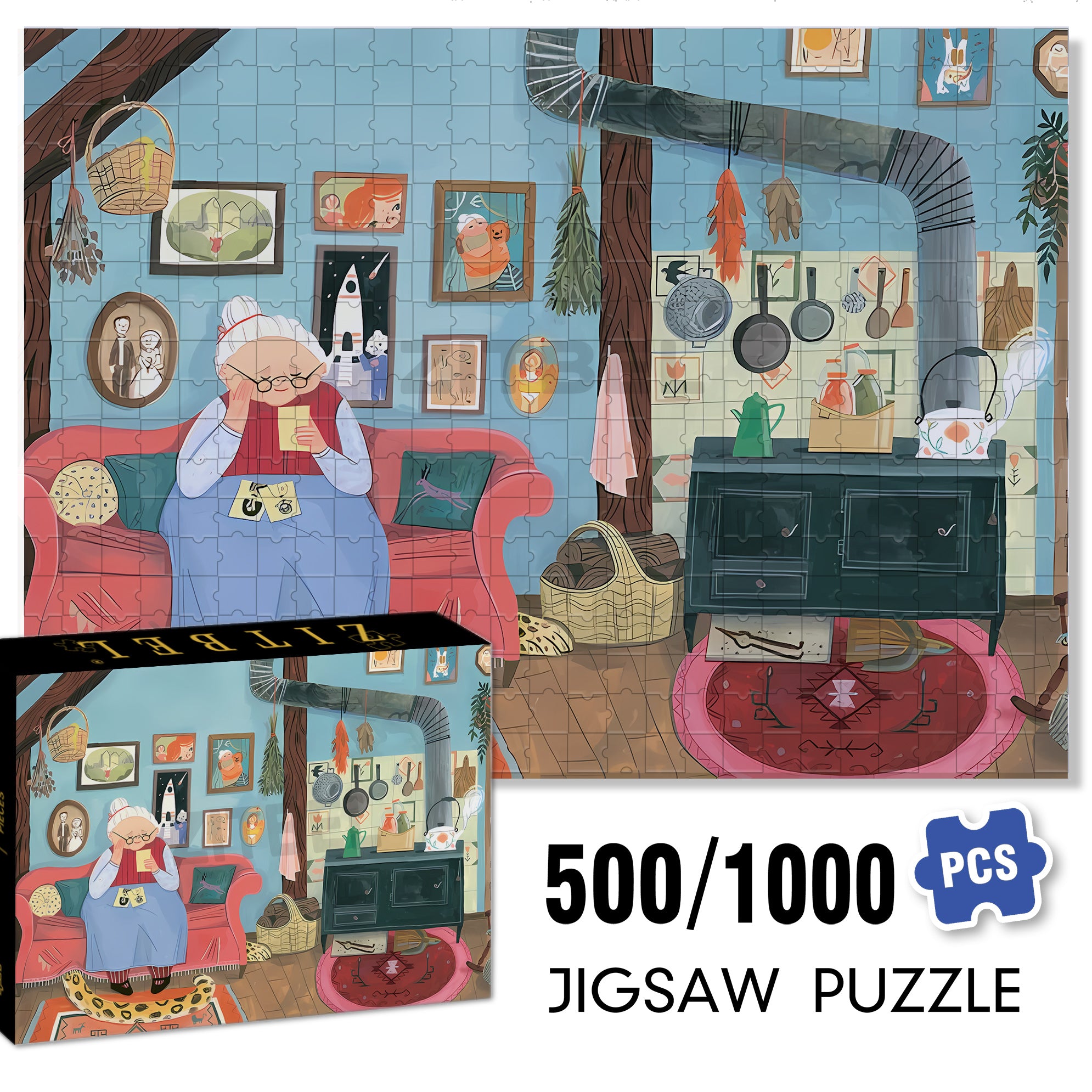 Miss 500pcs/1000pcs Jigsaw Puzzle, Scratch-Resistant, Interactive Family Game & Brain-Boosting DIY Decor, Perfect for Halloween, Christmas & New Year Gifts, Family Puzzle Game