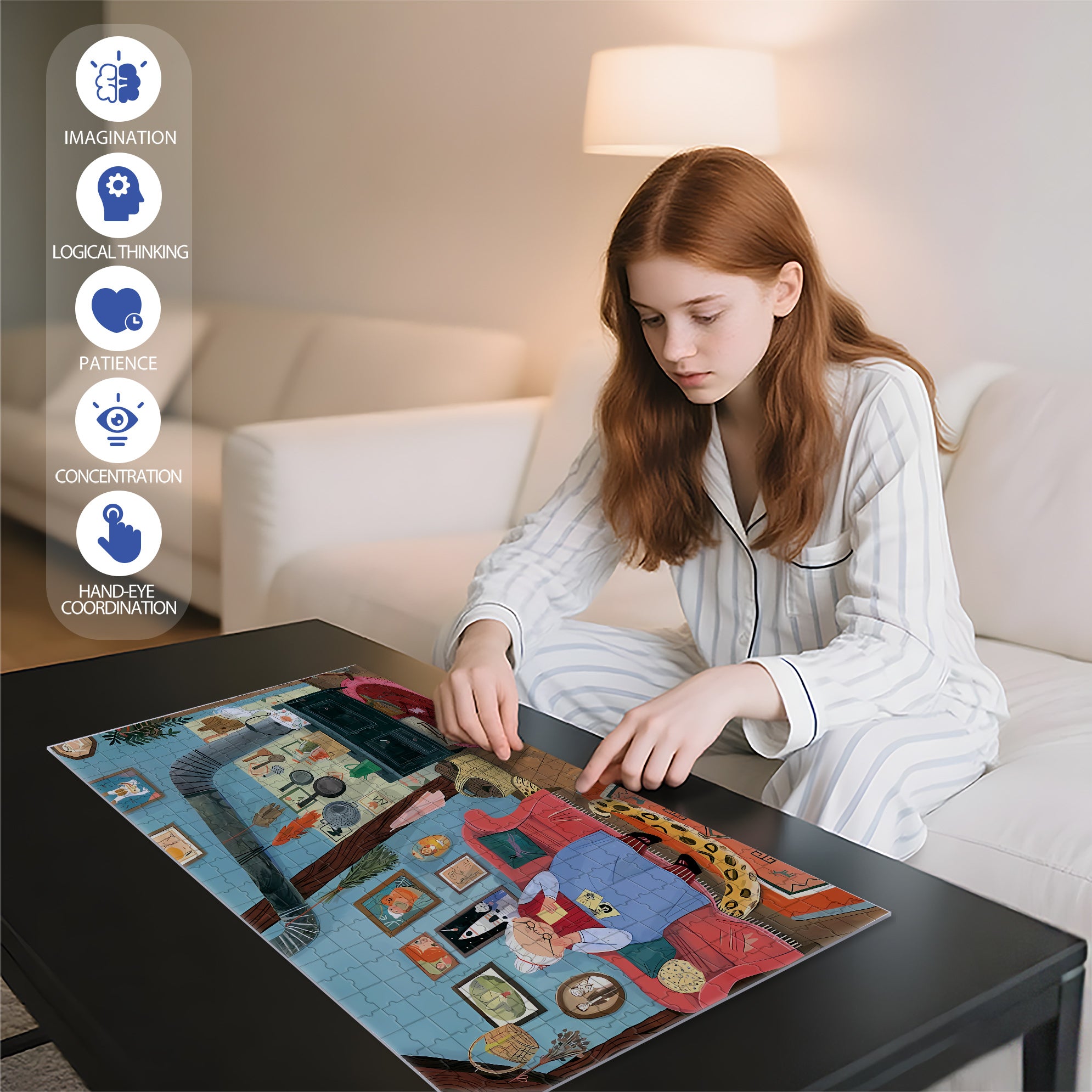 Miss 500pcs/1000pcs Jigsaw Puzzle, Scratch-Resistant, Interactive Family Game & Brain-Boosting DIY Decor, Perfect for Halloween, Christmas & New Year Gifts, Family Puzzle Game