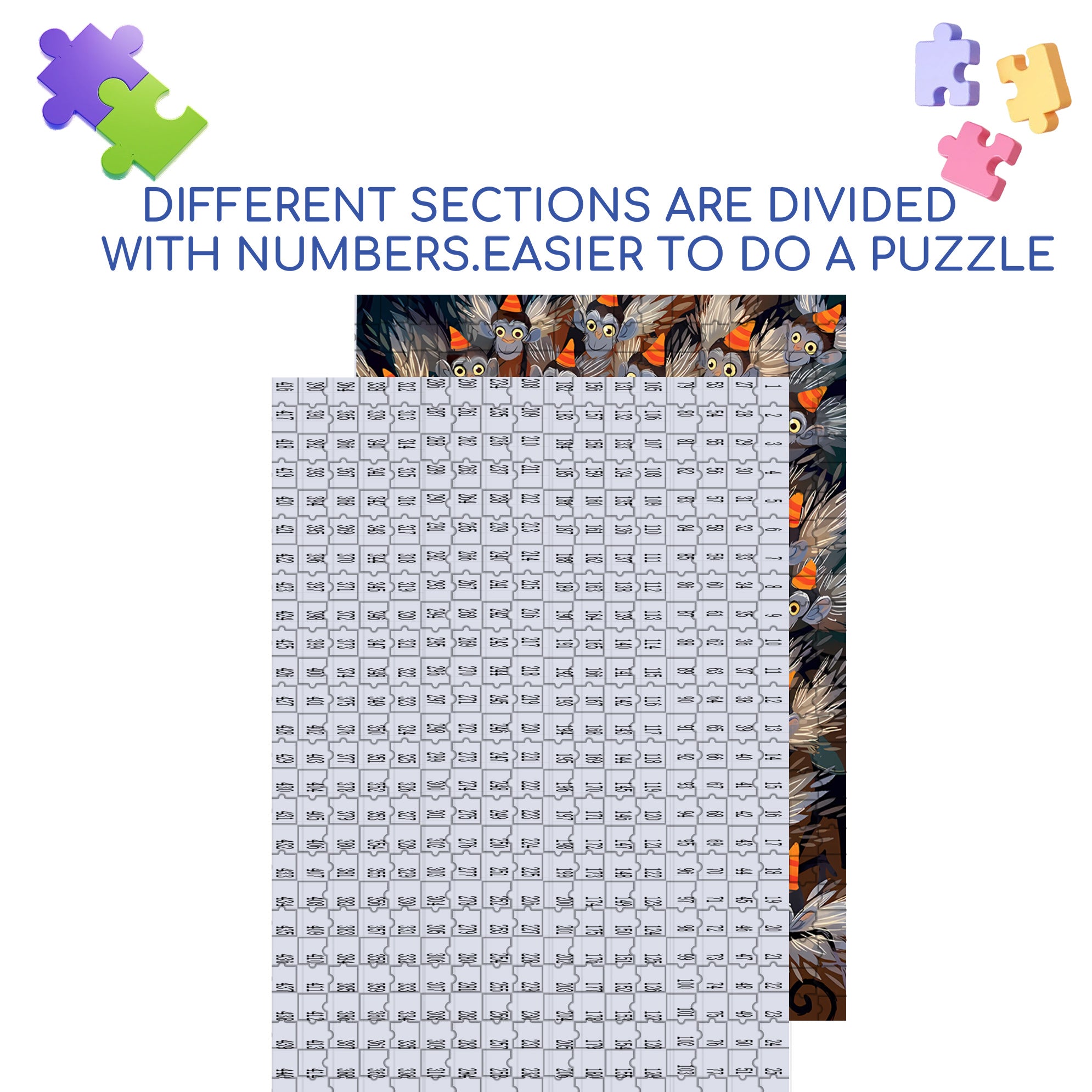 Monkeys 500pcs/1000pcs Jigsaw Puzzle, Scratch-Resistant, Interactive Family Game & Brain-Boosting DIY Decor, Perfect for Halloween, Christmas & New Year Gifts, Family Puzzle Game