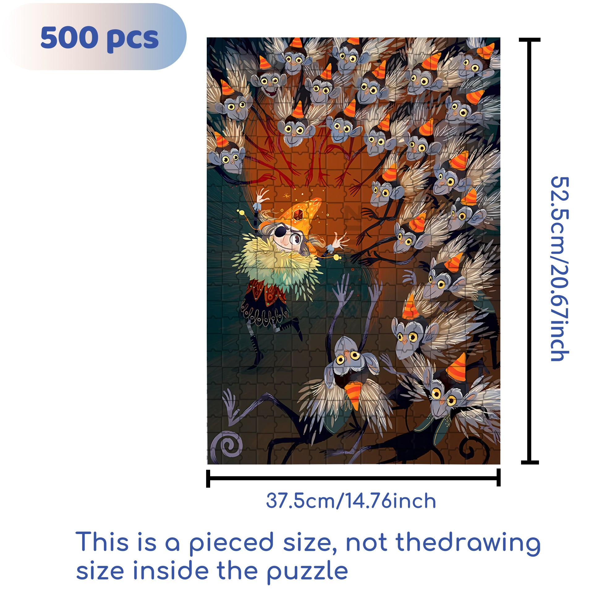 Monkeys 500pcs/1000pcs Jigsaw Puzzle, Scratch-Resistant, Interactive Family Game & Brain-Boosting DIY Decor, Perfect for Halloween, Christmas & New Year Gifts, Family Puzzle Game