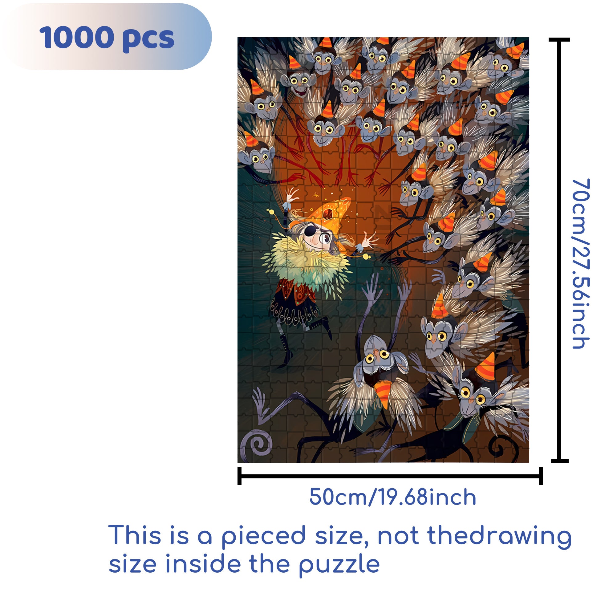 Monkeys 500pcs/1000pcs Jigsaw Puzzle, Scratch-Resistant, Interactive Family Game & Brain-Boosting DIY Decor, Perfect for Halloween, Christmas & New Year Gifts, Family Puzzle Game