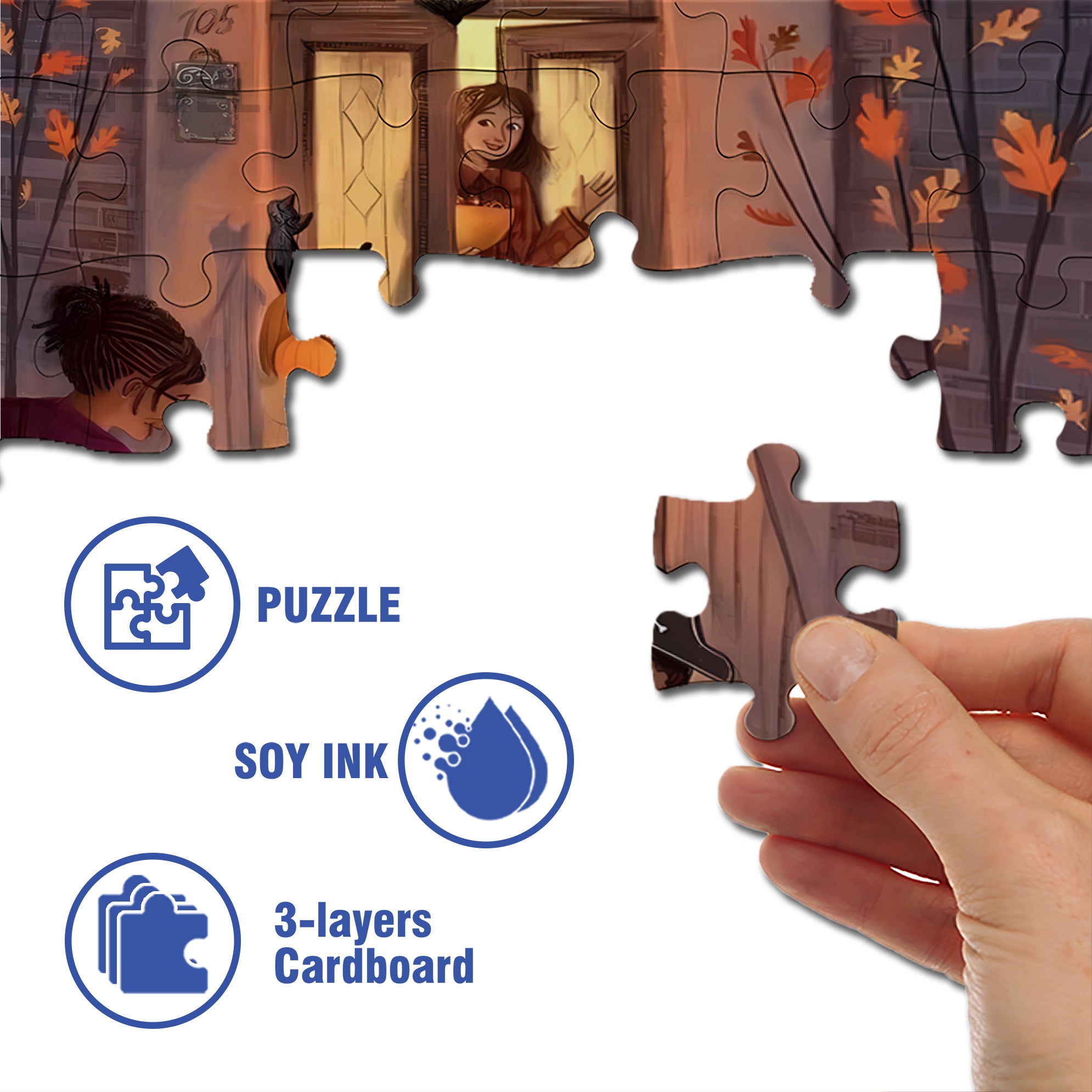 No.105 500pcs/1000pcs Jigsaw Puzzle, Scratch-Resistant, Interactive Family Game & Brain-Boosting DIY Decor, Perfect for Halloween, Christmas & New Year Gifts, Family Puzzle Game