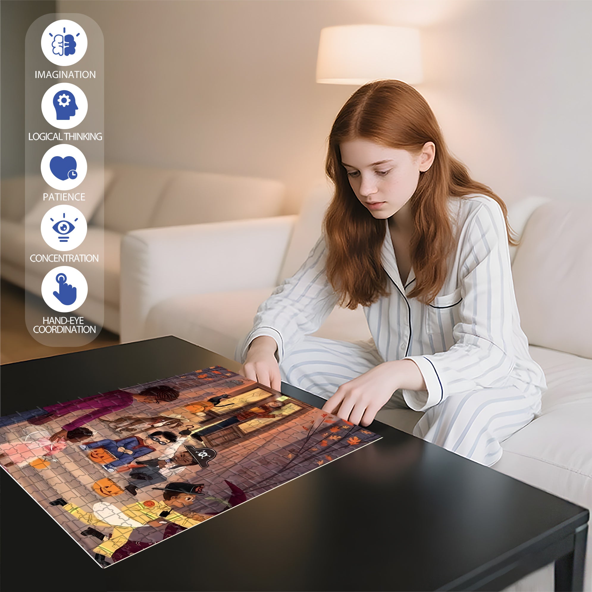 No.105 500pcs/1000pcs Jigsaw Puzzle, Scratch-Resistant, Interactive Family Game & Brain-Boosting DIY Decor, Perfect for Halloween, Christmas & New Year Gifts, Family Puzzle Game