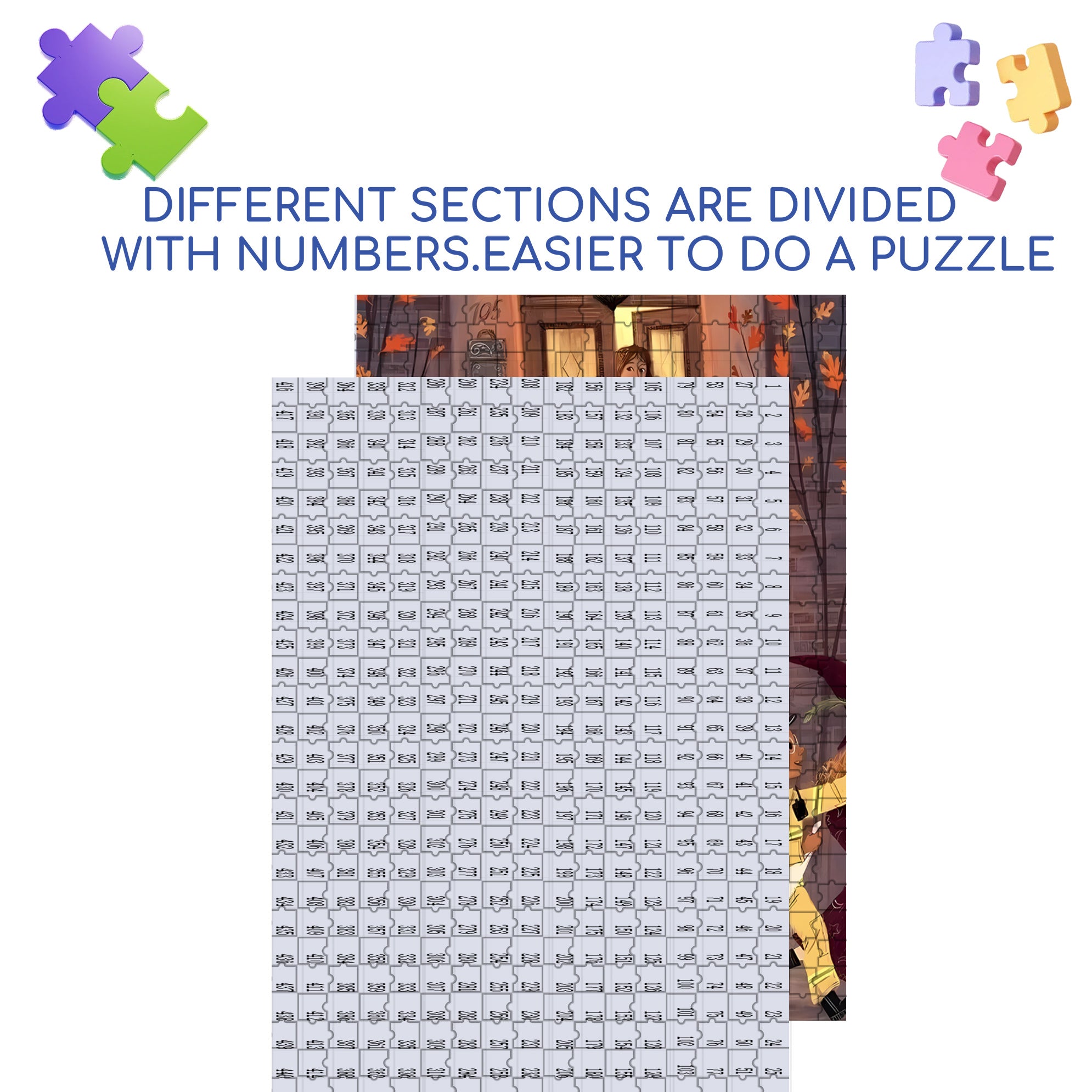 No.105 500pcs/1000pcs Jigsaw Puzzle, Scratch-Resistant, Interactive Family Game & Brain-Boosting DIY Decor, Perfect for Halloween, Christmas & New Year Gifts, Family Puzzle Game