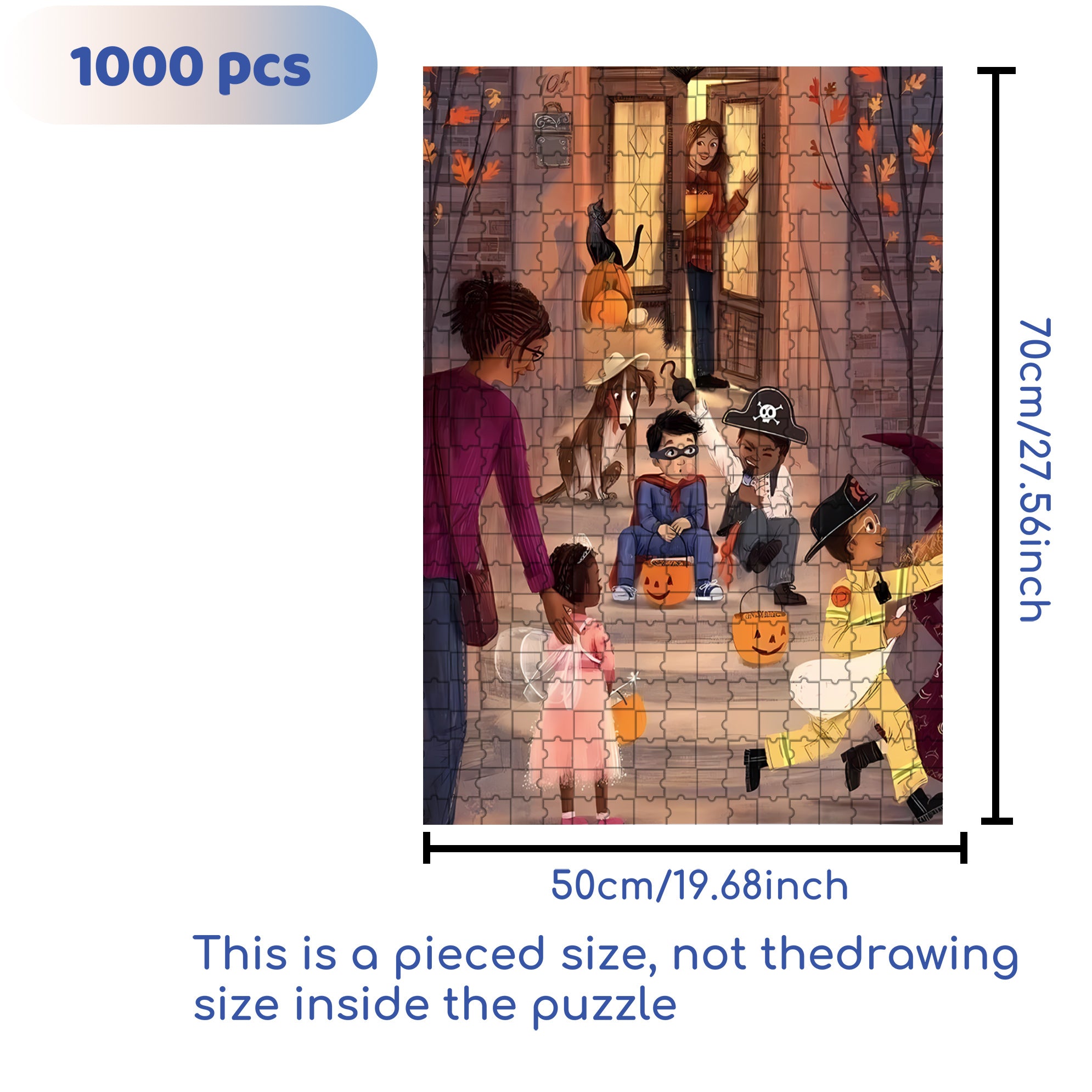 No.105 500pcs/1000pcs Jigsaw Puzzle, Scratch-Resistant, Interactive Family Game & Brain-Boosting DIY Decor, Perfect for Halloween, Christmas & New Year Gifts, Family Puzzle Game
