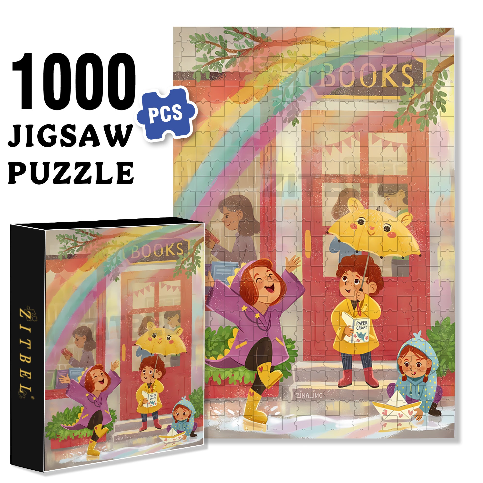 Rainbow 500pcs/1000pcs Jigsaw Puzzle, Scratch-Resistant, Interactive Family Game & Brain-Boosting DIY Decor, Perfect for Halloween, Christmas & New Year Gifts, Family Puzzle Game
