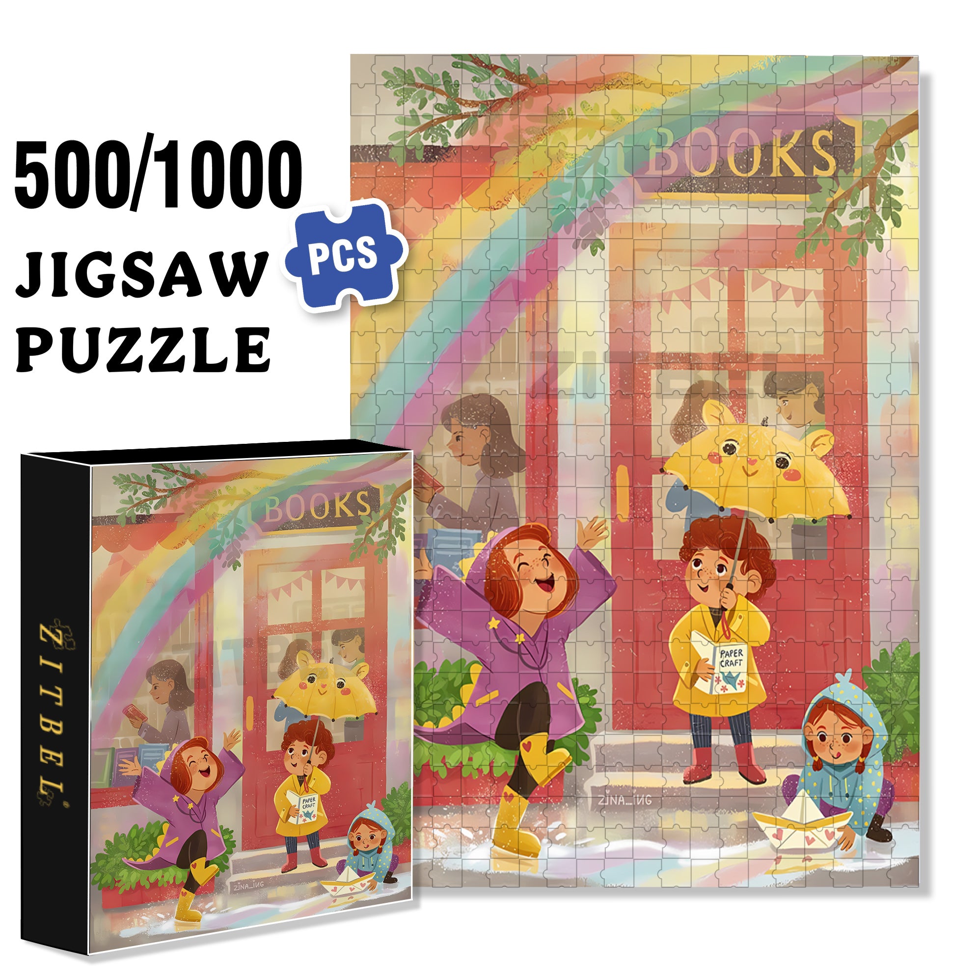 Rainbow 500pcs/1000pcs Jigsaw Puzzle, Scratch-Resistant, Interactive Family Game & Brain-Boosting DIY Decor, Perfect for Halloween, Christmas & New Year Gifts, Family Puzzle Game
