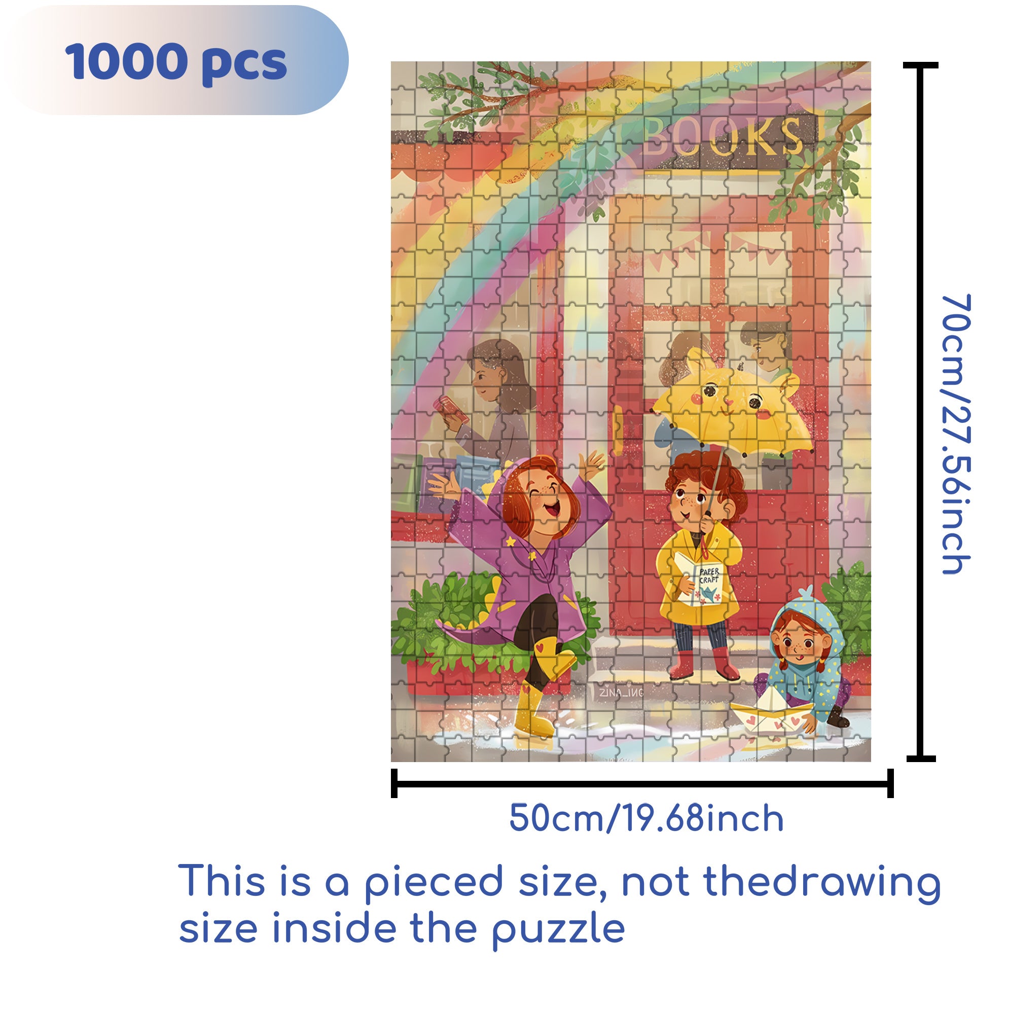 Rainbow 500pcs/1000pcs Jigsaw Puzzle, Scratch-Resistant, Interactive Family Game & Brain-Boosting DIY Decor, Perfect for Halloween, Christmas & New Year Gifts, Family Puzzle Game