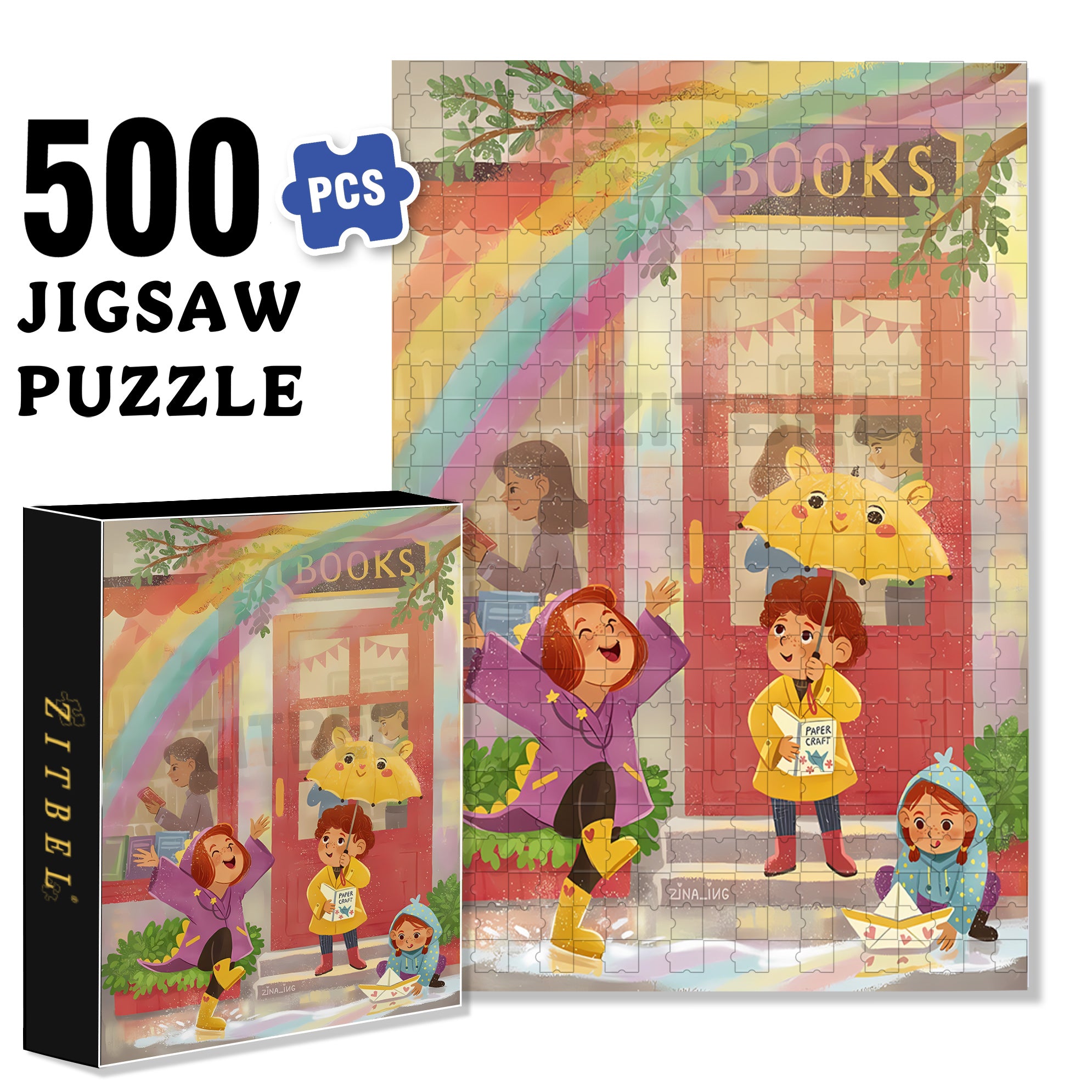 Rainbow 500pcs/1000pcs Jigsaw Puzzle, Scratch-Resistant, Interactive Family Game & Brain-Boosting DIY Decor, Perfect for Halloween, Christmas & New Year Gifts, Family Puzzle Game